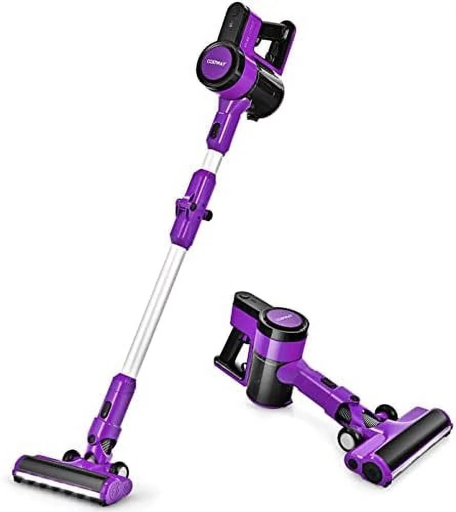 Cordless Vacuum Cleaner, 3-In-1 Handheld Stick Vacuum With 45-Minute Runtime & 2000Mah Rechargeable Battery, Wall-Mounted Lightweight Vacuum For Car, Pet Hair, Hard Floor & Carpet (Purple)