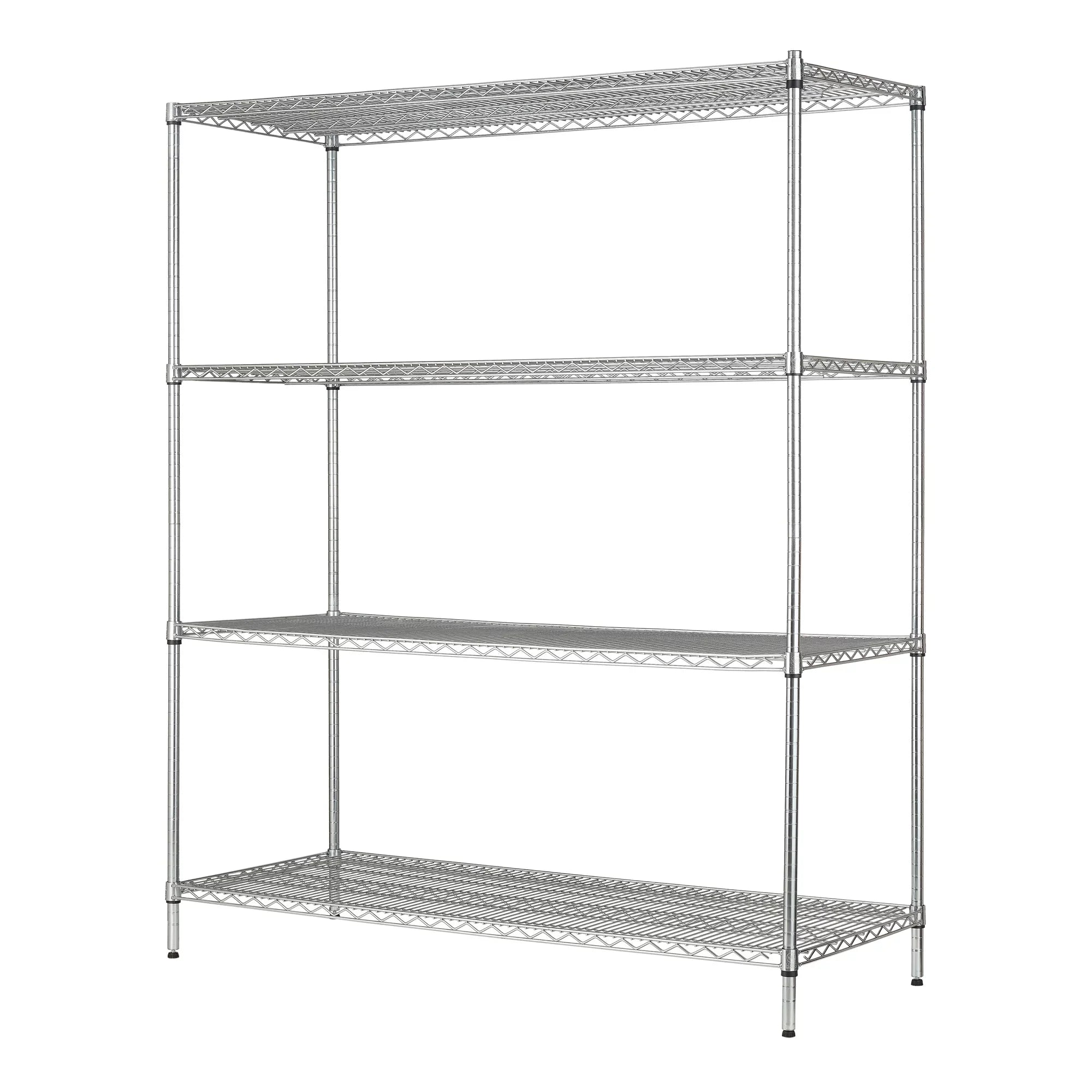 Hyper Tough Steel 4-Tier Storage Shelf Unit 72" x 60" x 24", 4000lb Total Capacity, Chrome
