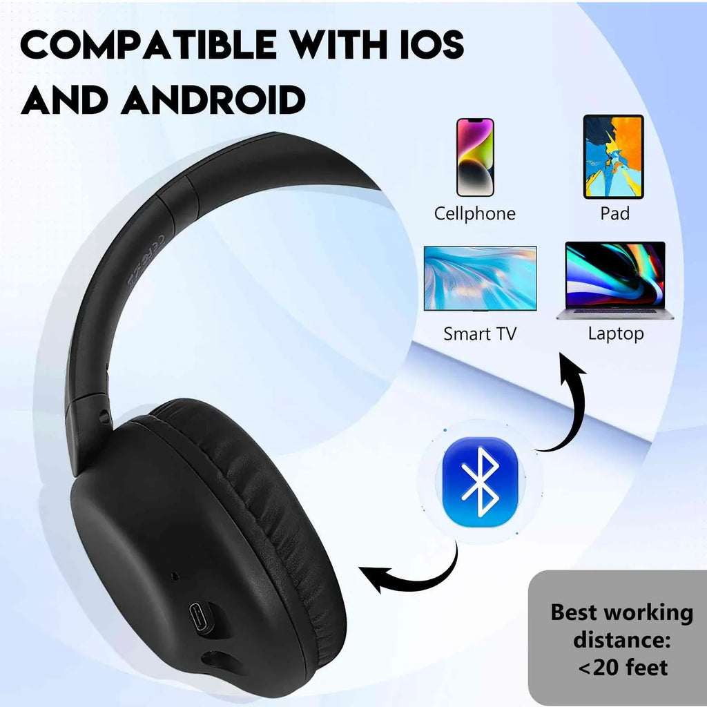 UrbanX  Wireless Bluetooth Stereo Earphones High Resolution Audio Deep Bass Superior Comfort Over The Ear Headphones with Mic for  Desire 12 phone Call Support