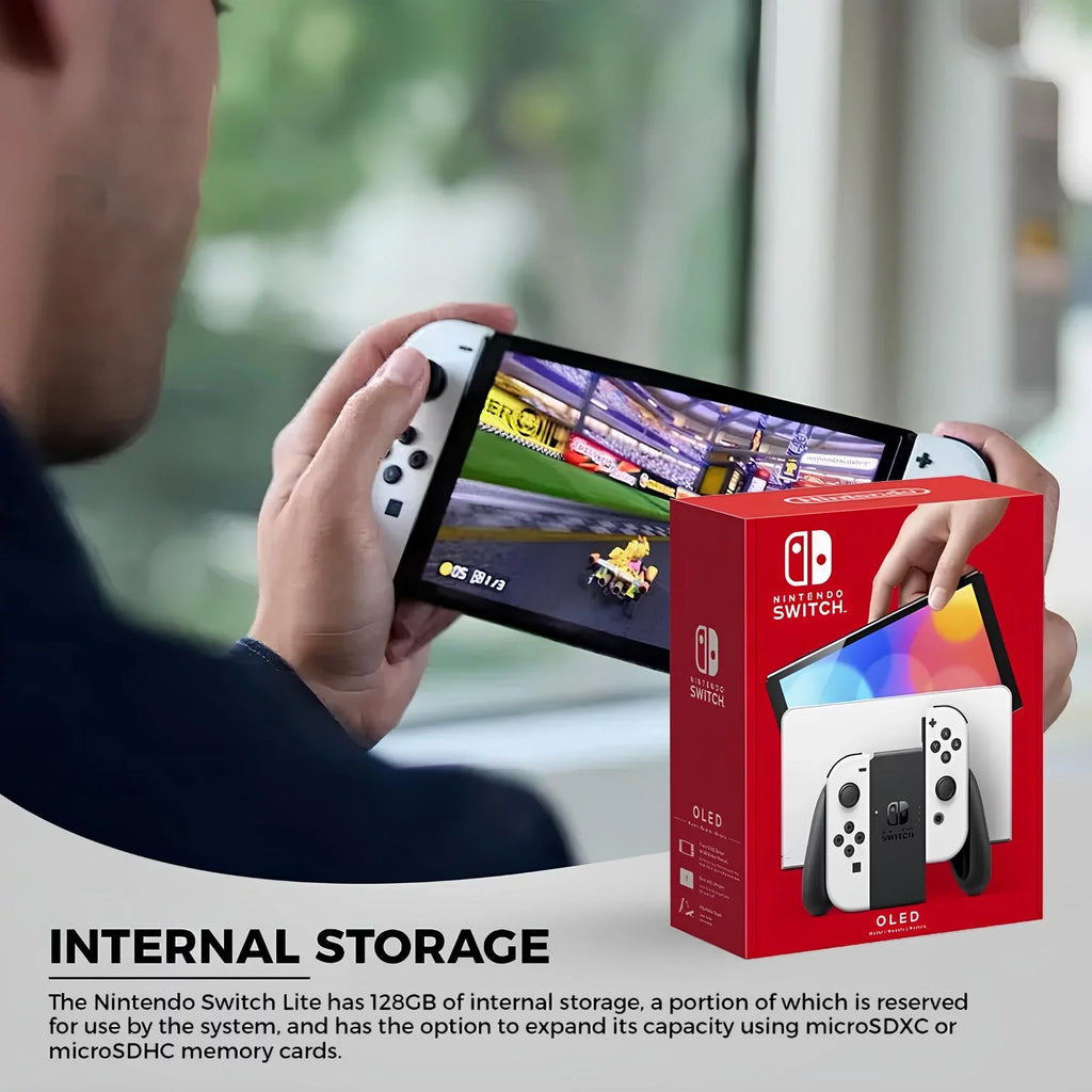 Nintendo Switch  White - Mario Kart 8 Deluxe - Character Group Luigi, Peach + 128GB Card & More