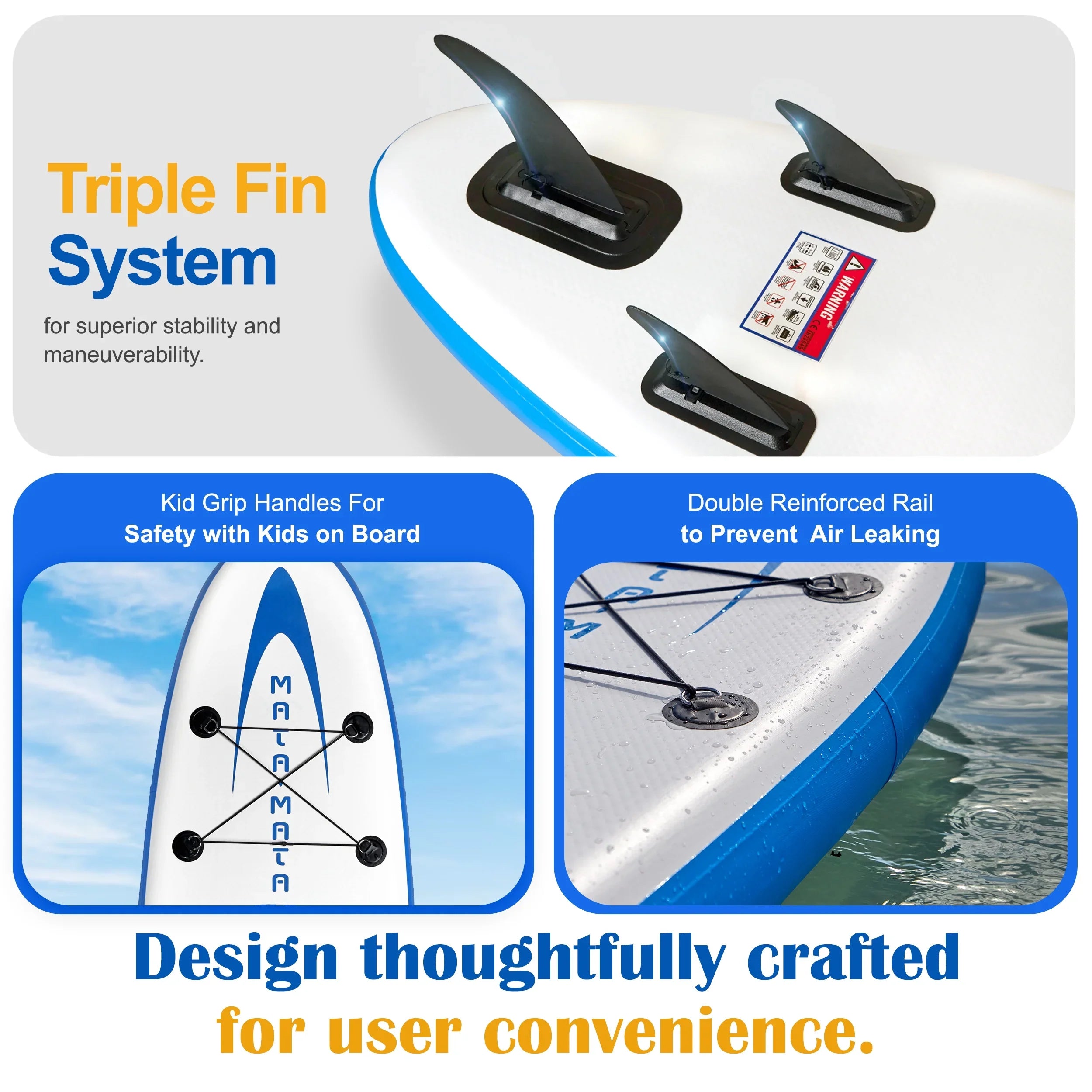 Blue Stream 10' Stand Up Paddle Board with Premium  Accessories & Backpack, Non-Slip Deck, Waterproof Bag, Leash Paddle, and Hand Pump