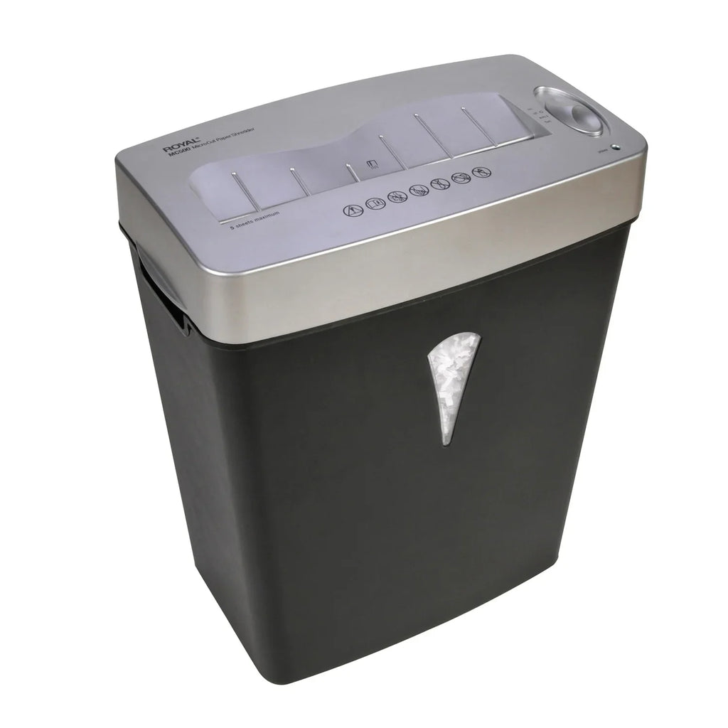 Royal  Paper Shredder - Micro Cut - 5 Per Pass - for shredding Paper, Credit Card - 0.157" x 0.394" Shred Size - 4 gal Wastebin Capacity - Black, Silver