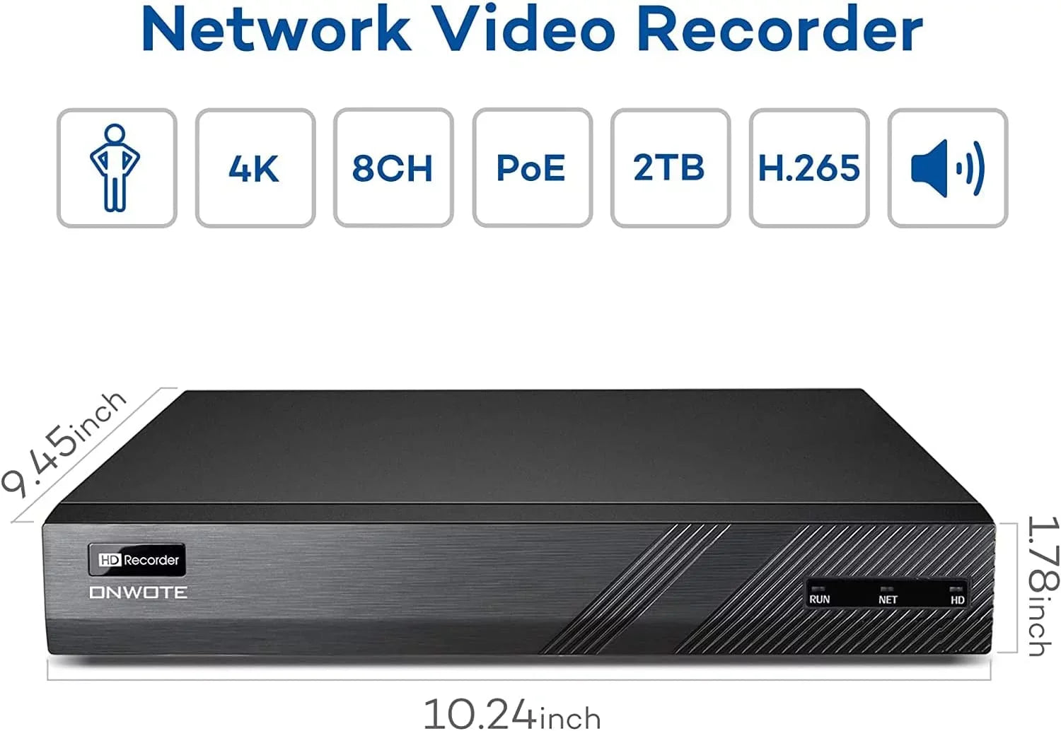 8 Channel 4K Security Camera System,  Human Detection, 8CH 4K 8MP   with 2TB  for 24/7 Recording, 6pcs 4K Wide Angle Outdoor Cameras Wired, 8 Channel Synchronous Playback