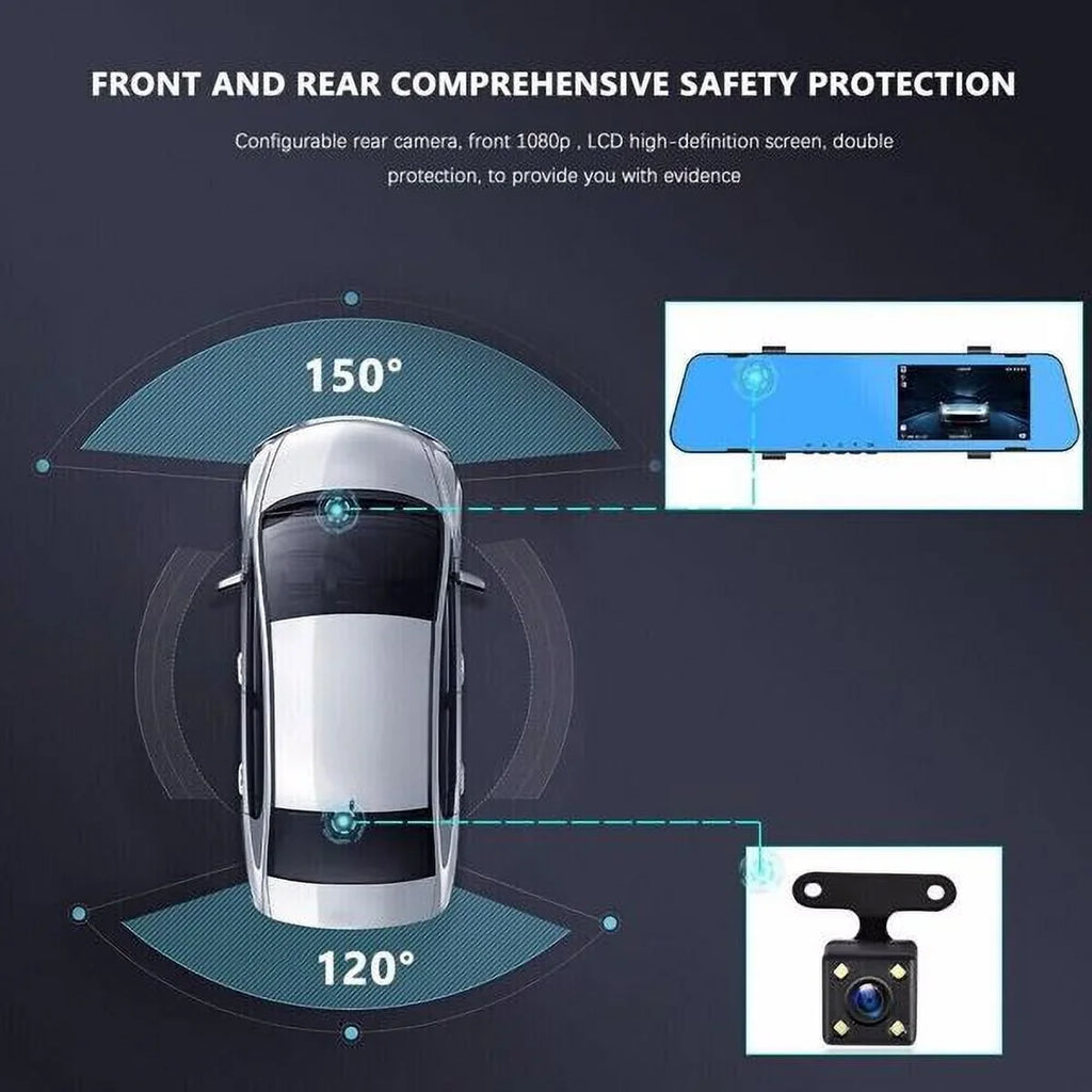 1080P Rearview Mirror Car  Dual Dash Cam Camera Front Rear  Video Recorder