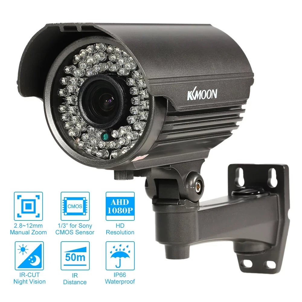 1080P   Analog Camera with 2.8~12mm Manual Zoom Varifocal Lens - 1/3” Sony  2.0MP, - 72  LEDs, Night Vision, Weatherproof, Indoor Use,  System