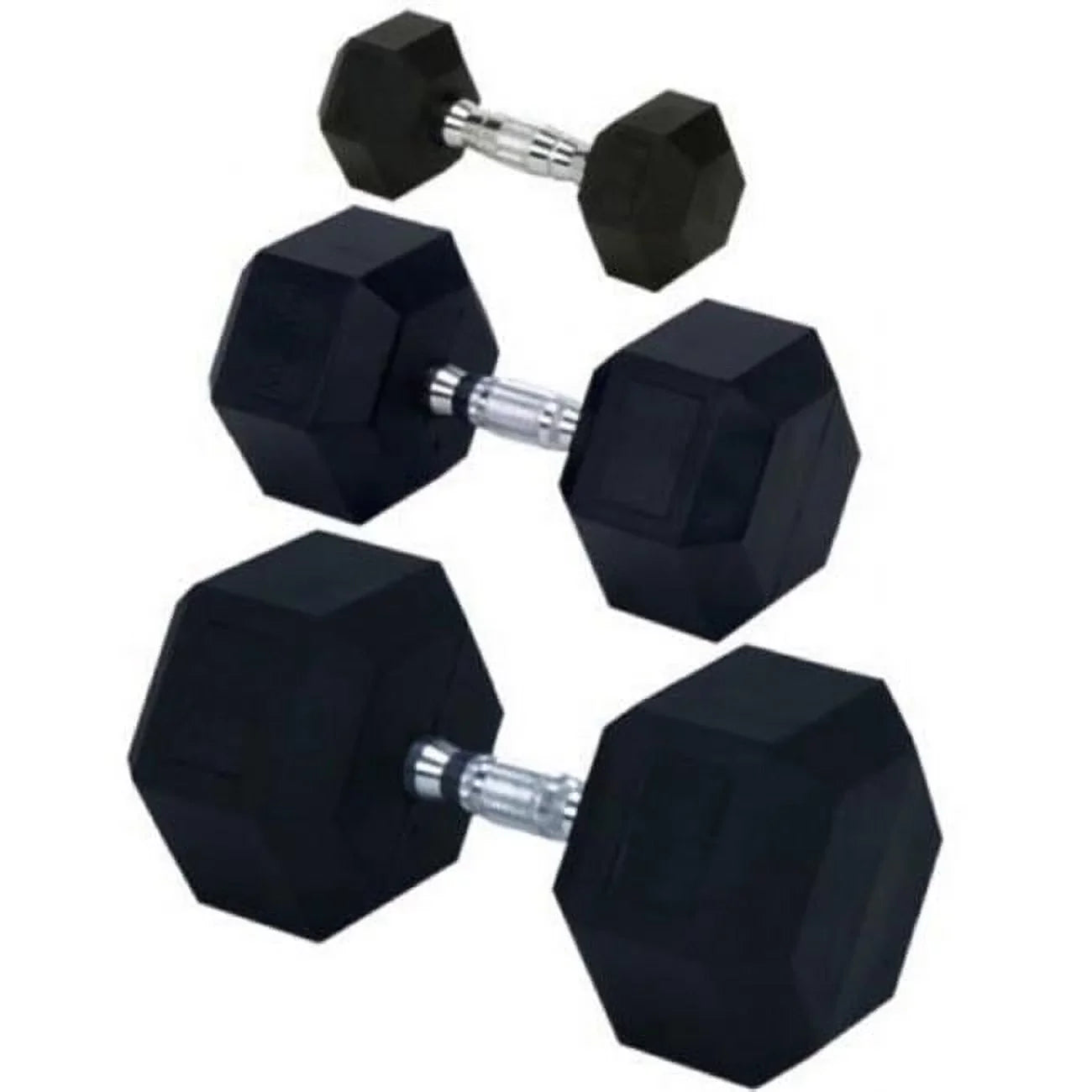 Rubber Encased Solid Hex Dumbbell, 55 lbs