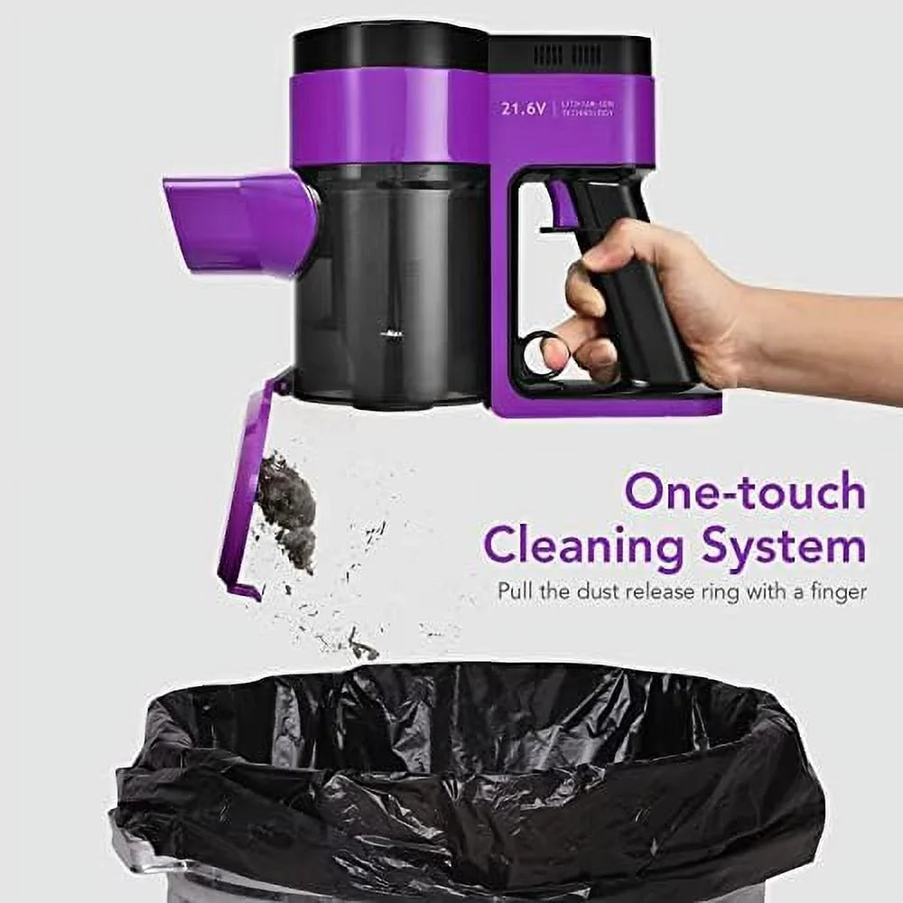 Cordless Vacuum Cleaner, 3-In-1 Handheld Stick Vacuum With 45-Minute Runtime & 2000Mah Rechargeable Battery, Wall-Mounted Lightweight Vacuum For Car, Pet Hair, Hard Floor & Carpet (Purple)