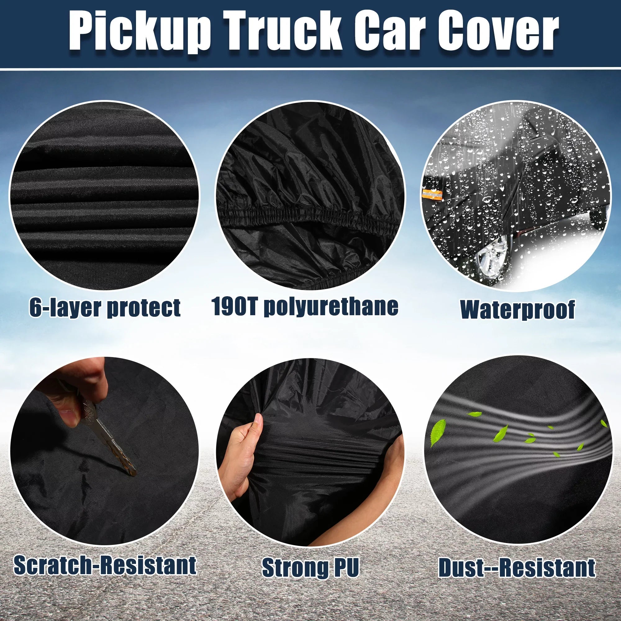 Black Pickup Truck Cover for Toyota Tacoma Extended Cab Crew Cab 4-Door 05-2021