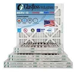 Glasfloss 16x16x1 -  10 -Qty:4 - Furnace Air Filter - Made in  (Actual Size: 15.5 x 15.5x7/8 inch)