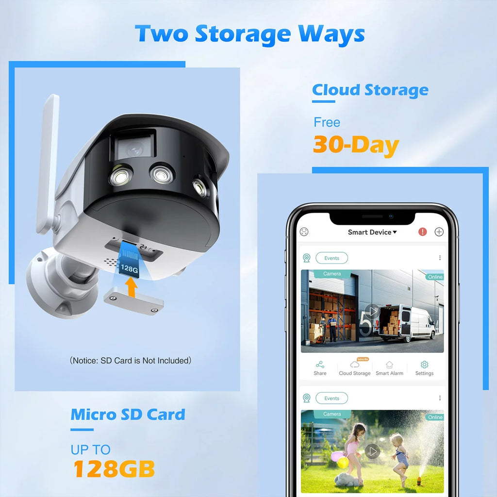 Toguard  2K Wireless Security Camera Outdoor, 180° Ultra-Wide View Dual Lens Bullet Surveillance Camera Wireless Connector