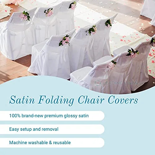 Sparkles Make It Special Leading Linens 50 pc Satin Folding Chair Covers - Wedding Reception Banquet Party Restaurant - Black