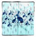 Phagun Blue Watercolor Bunny Watercolor Printed Square Pure SilkScarfFor Hair Neck Head Bandanas For Women