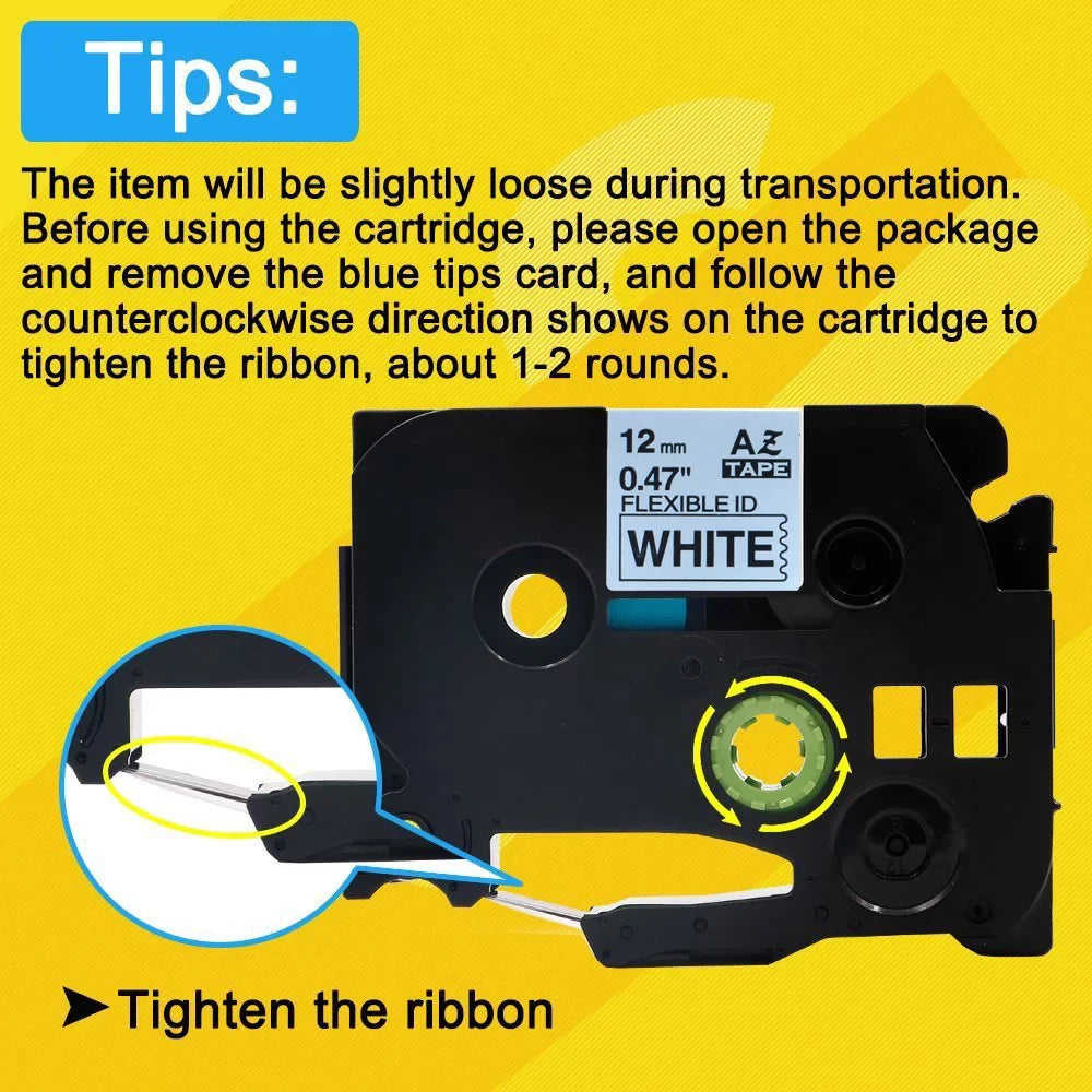 10PK Compatible for Brother -touch Black on White Flexible  Cable Wire Label Tape 12mm 8m  TZe TZe- - TZe-231 -231 use in -     Label Maker