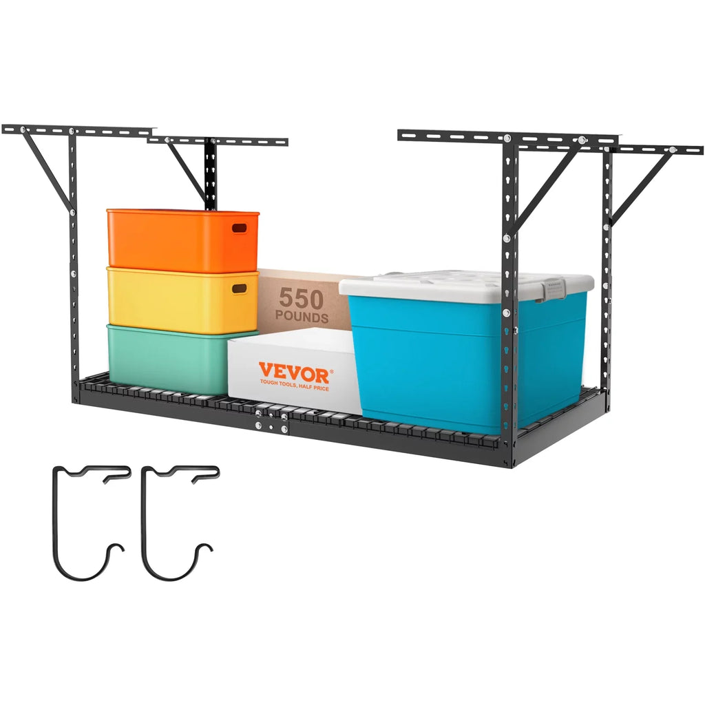 Overhead Adjustable Garage Storage Rack 36x72in Ceiling Rack 550lbs Black