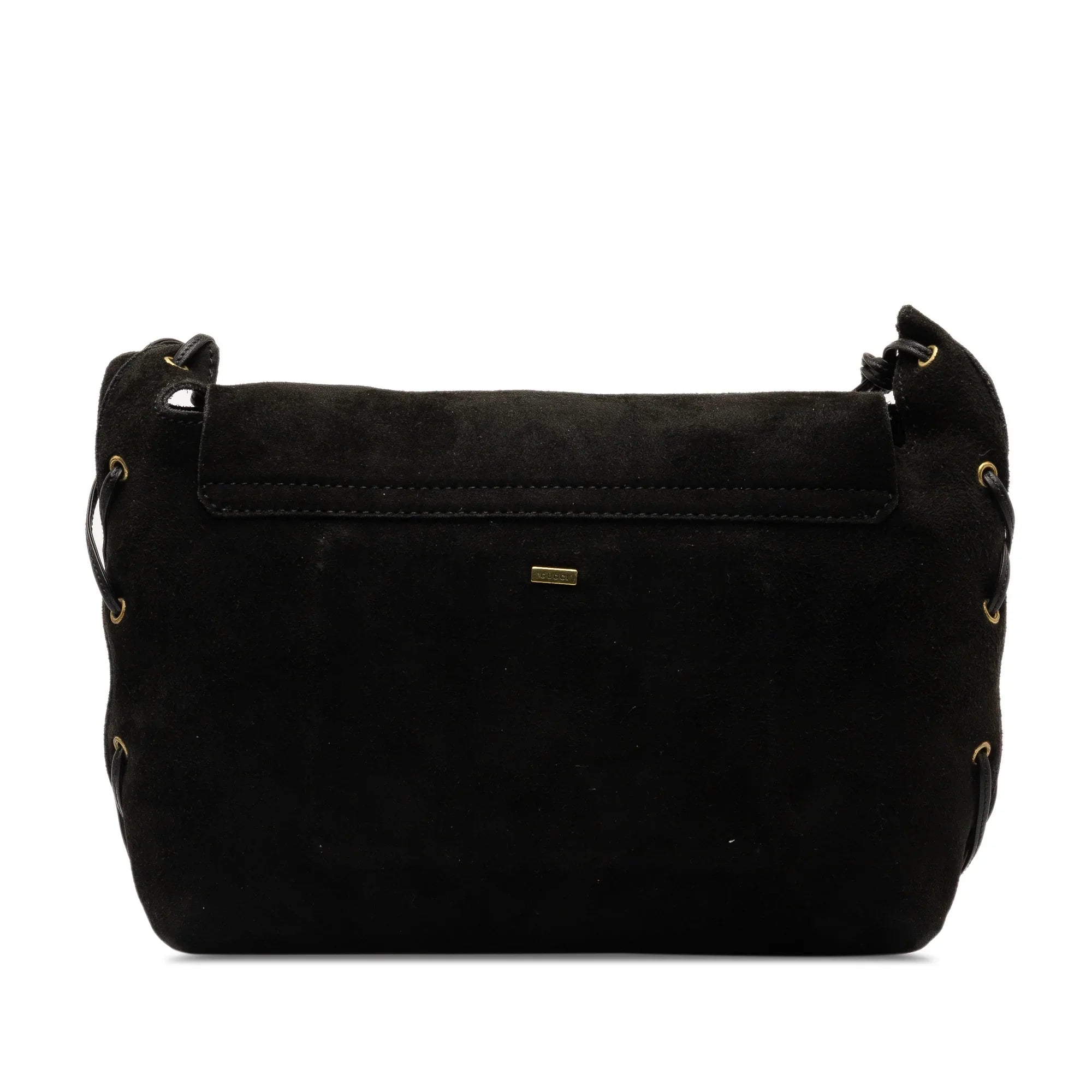 Pre-Owned Authenticated Gucci Heart Crossbody Suede Leather Black Crossbody Bag Unisex (Good)