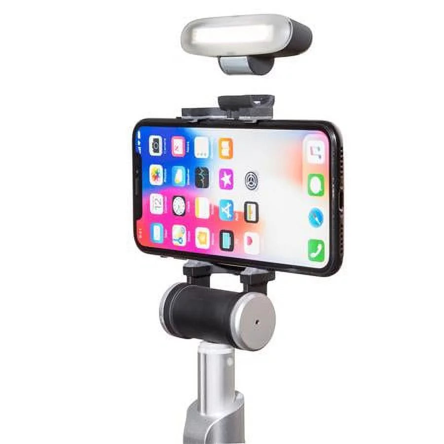Smart Light Selfie Stick with Rechargeable Battery, Silver Black