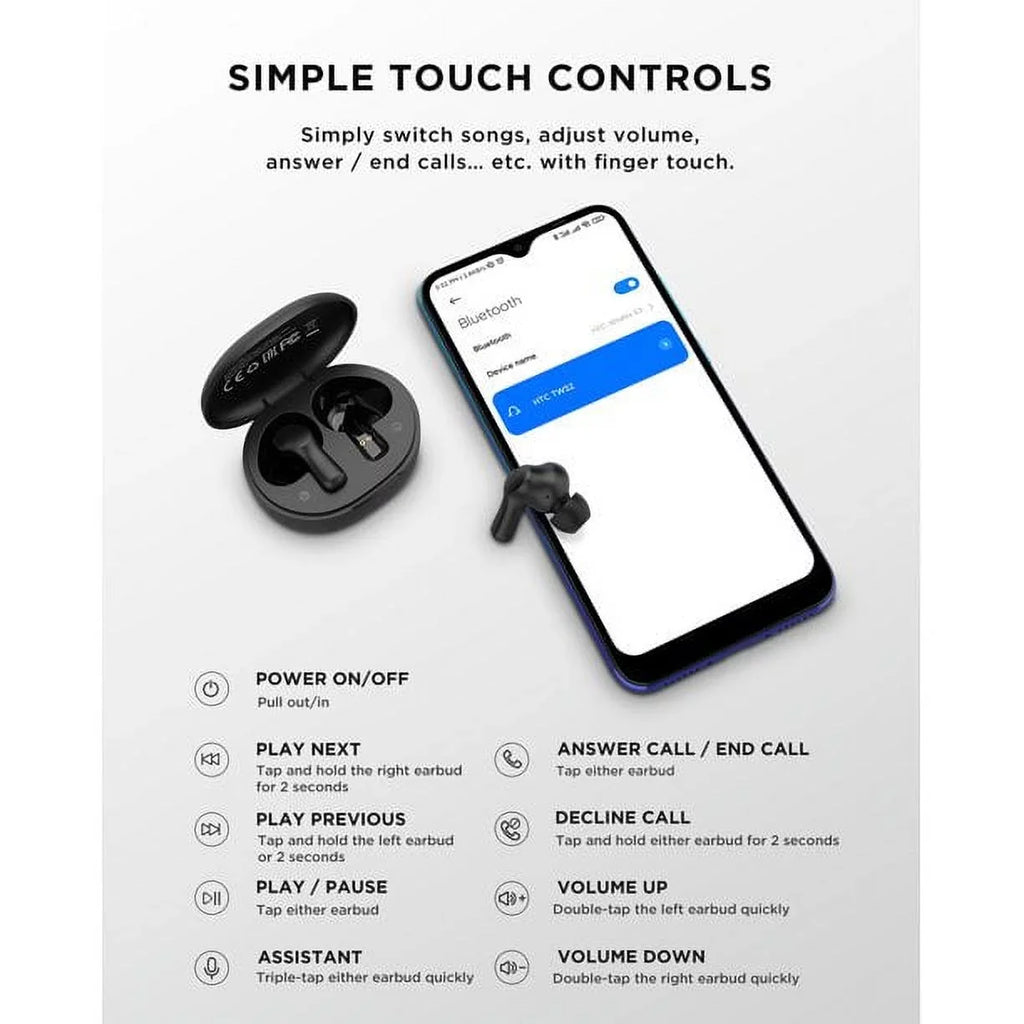 True Wireless Earbuds Bluetooth 5.1 Headphones Sport  Earbuds with Microphone, Android Earbuds Wireless Bluetooth Earphones,Black