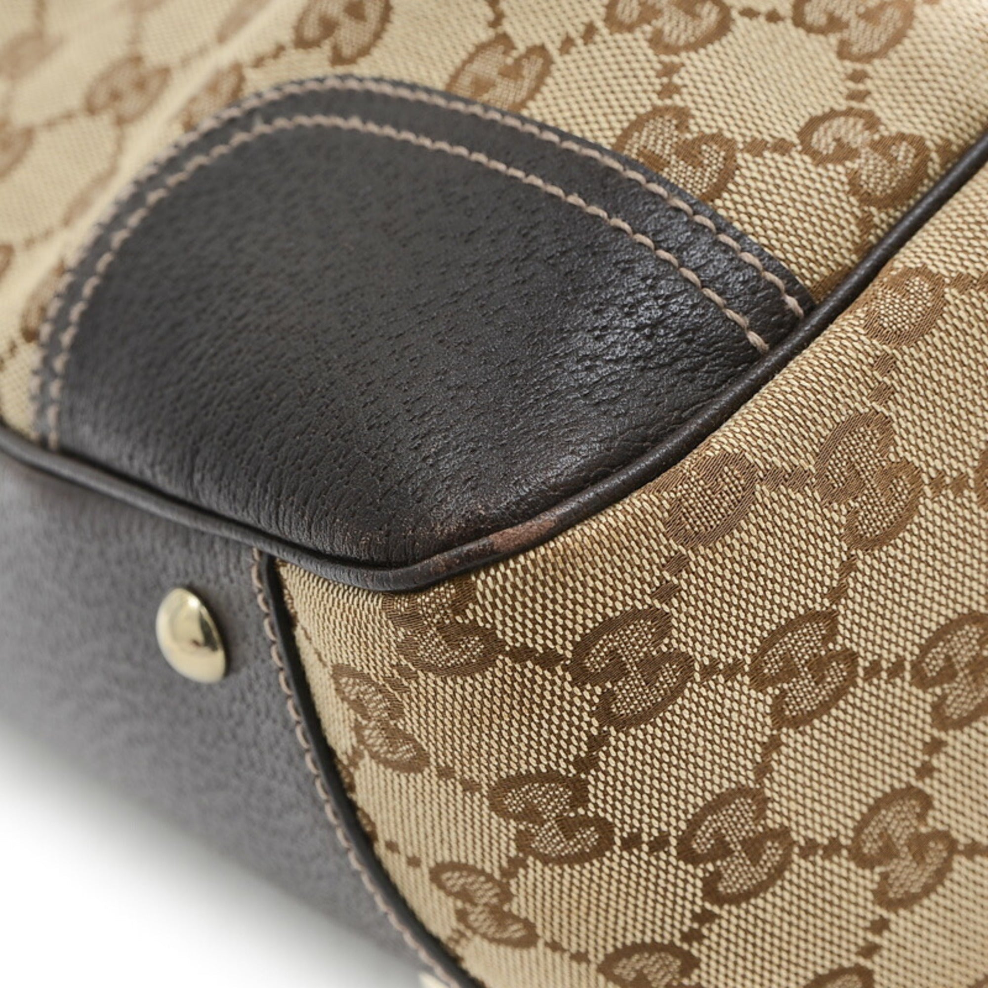 Pre-Owned Gucci  Pattern Princess Ribbon Tote Bag Canvas Leather Beige Brown 163805 (Good)