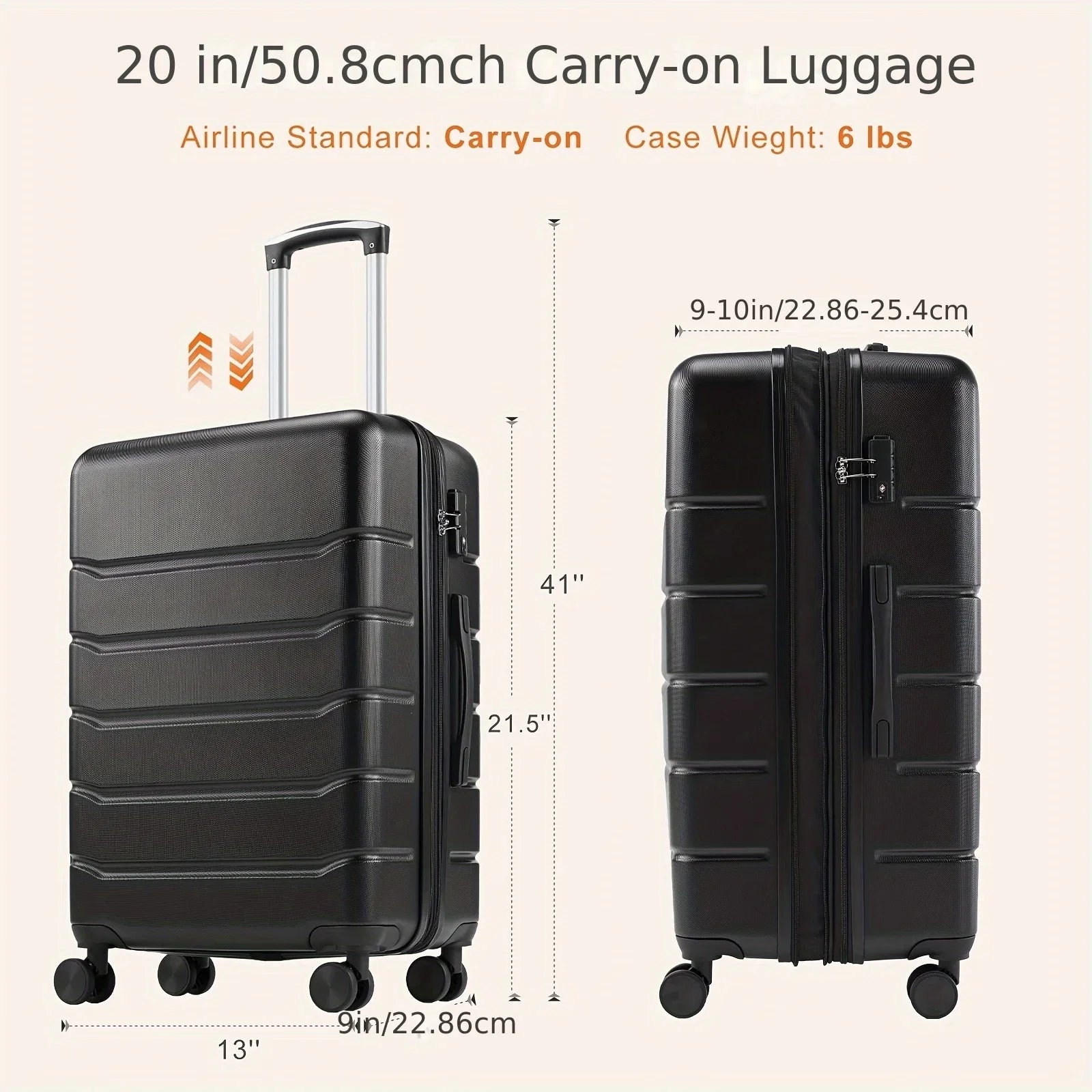 Lightweight Carry-On Trolley Suitcase –  Lock, Durable Double Spinner Wheels – Secure & Convenient Travel Case for Jetsetters