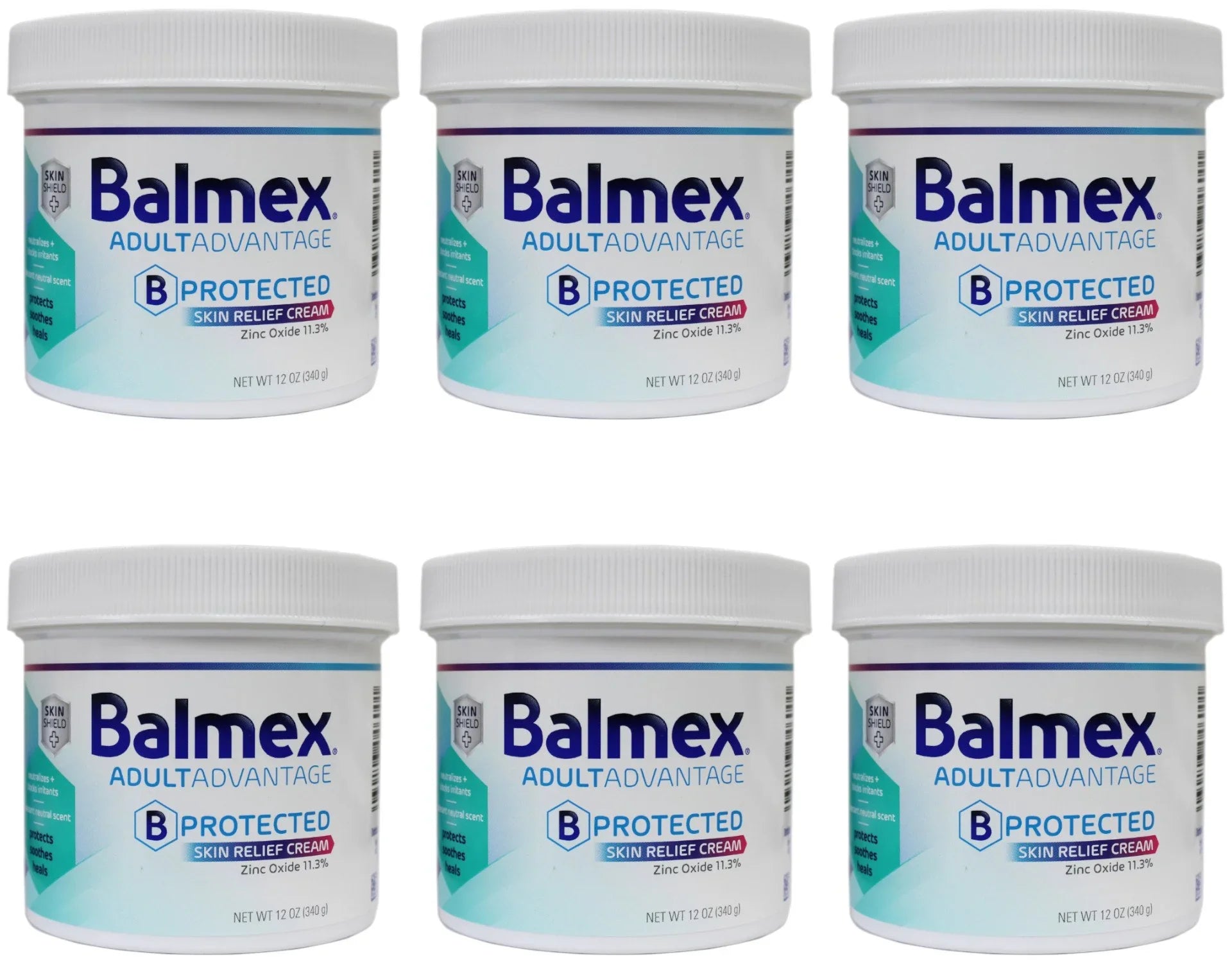 Balmex Adult Advantage -Protected Skin Relief Cream, with Skin Shield Technology to Protect - Soothe and Heal Sensitive Skin, 12oz