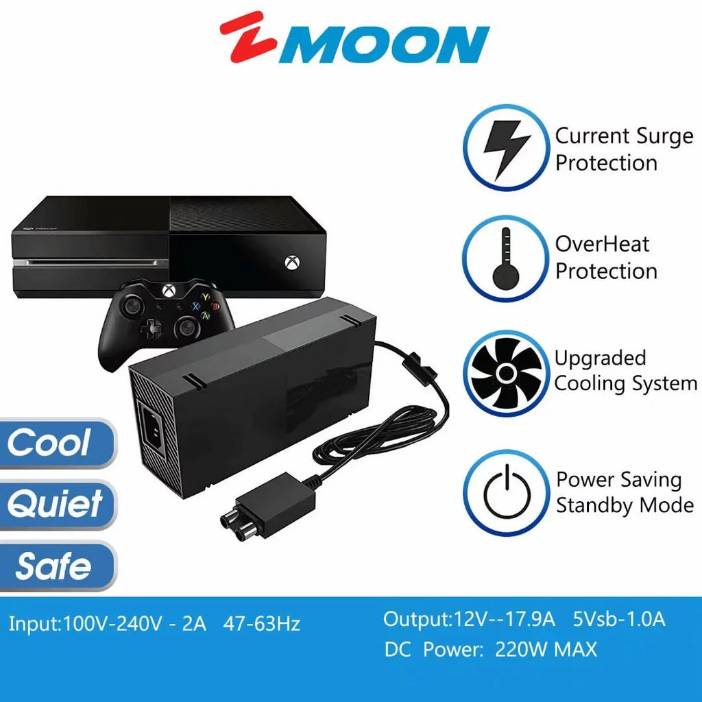 12V 17.9A Replacement Xbox One Video Game Console Power Supply Brick - Also Fit 12V 10.83A 16.5A