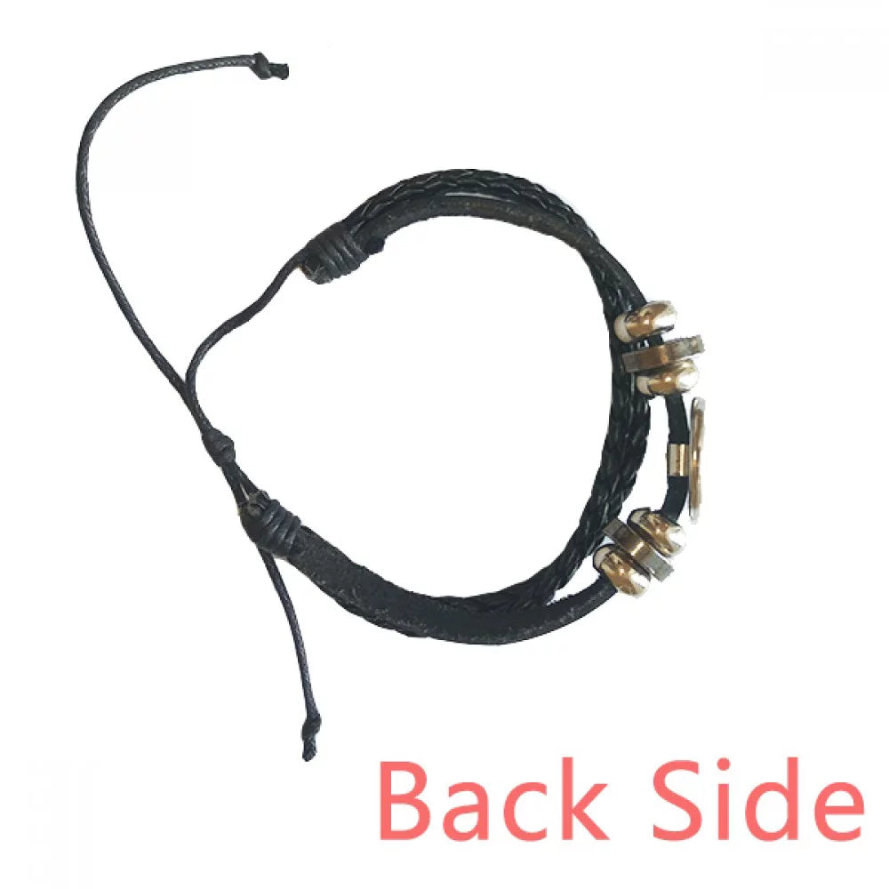 White Music Signature Black Bracelet Braided Leather Woven Rope Wristband