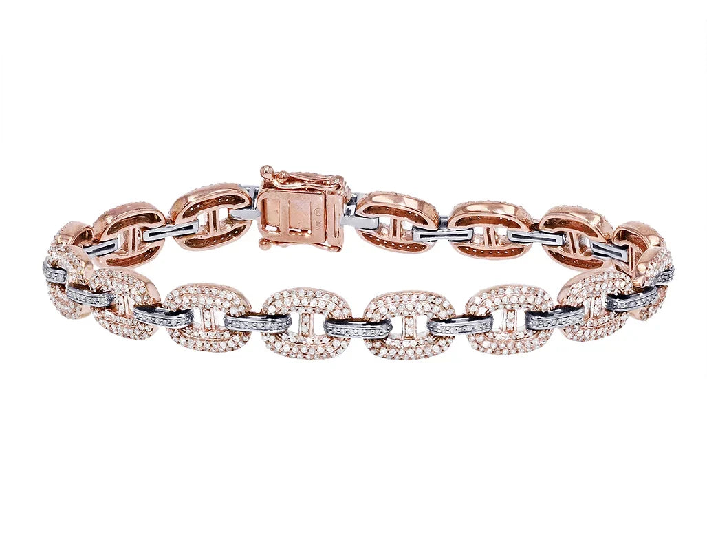 Mariner Link 3.15CT Diamond Bracelet 10K Rose-White Gold 8MM 7"