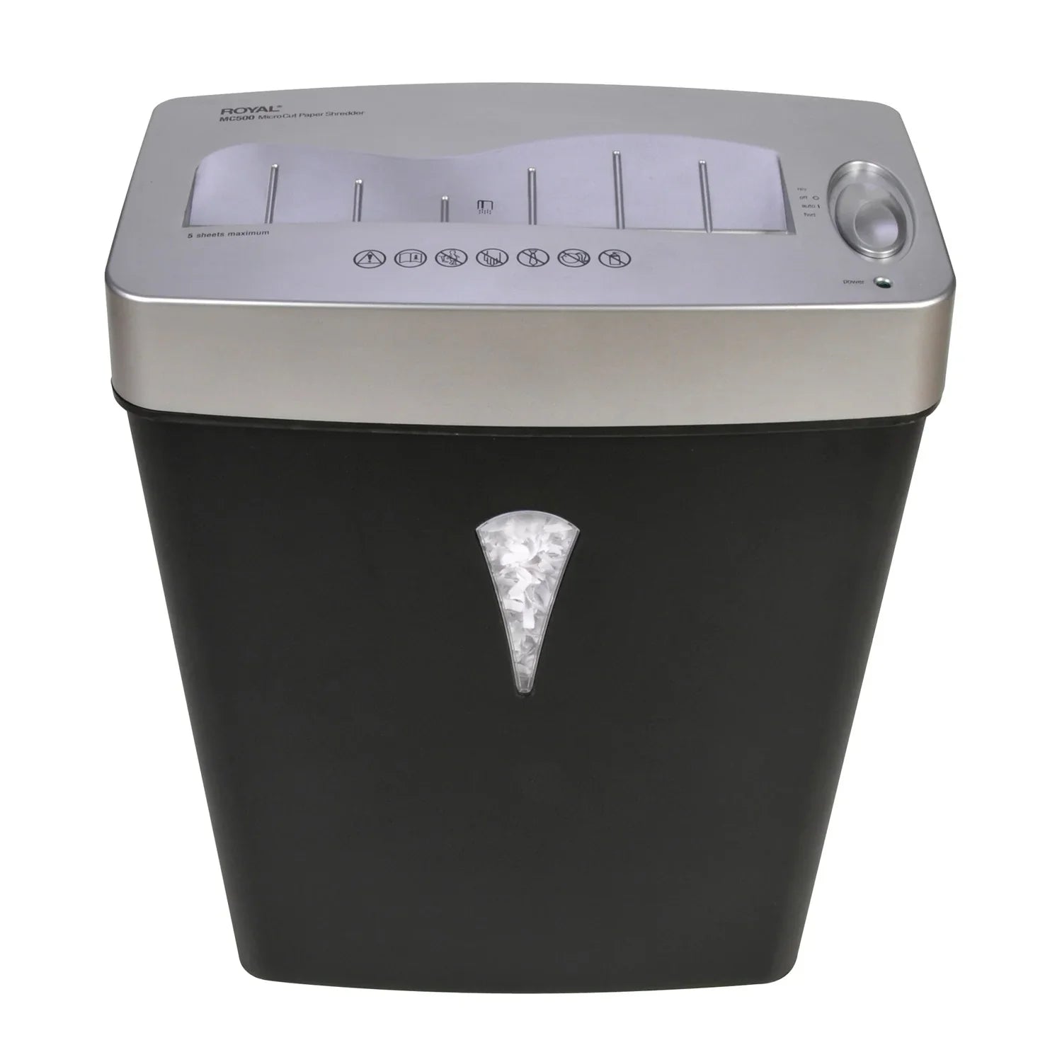 Royal  Paper Shredder - Micro Cut - 5 Per Pass - for shredding Paper, Credit Card - 0.157" x 0.394" Shred Size - 4 gal Wastebin Capacity - Black, Silver