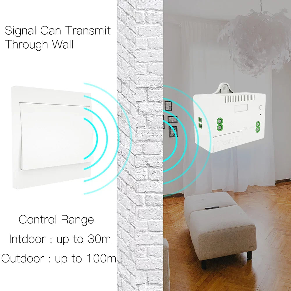110-230V Wireless Switch and Receiver Kit Self-powered Switch Remote Control Fixture