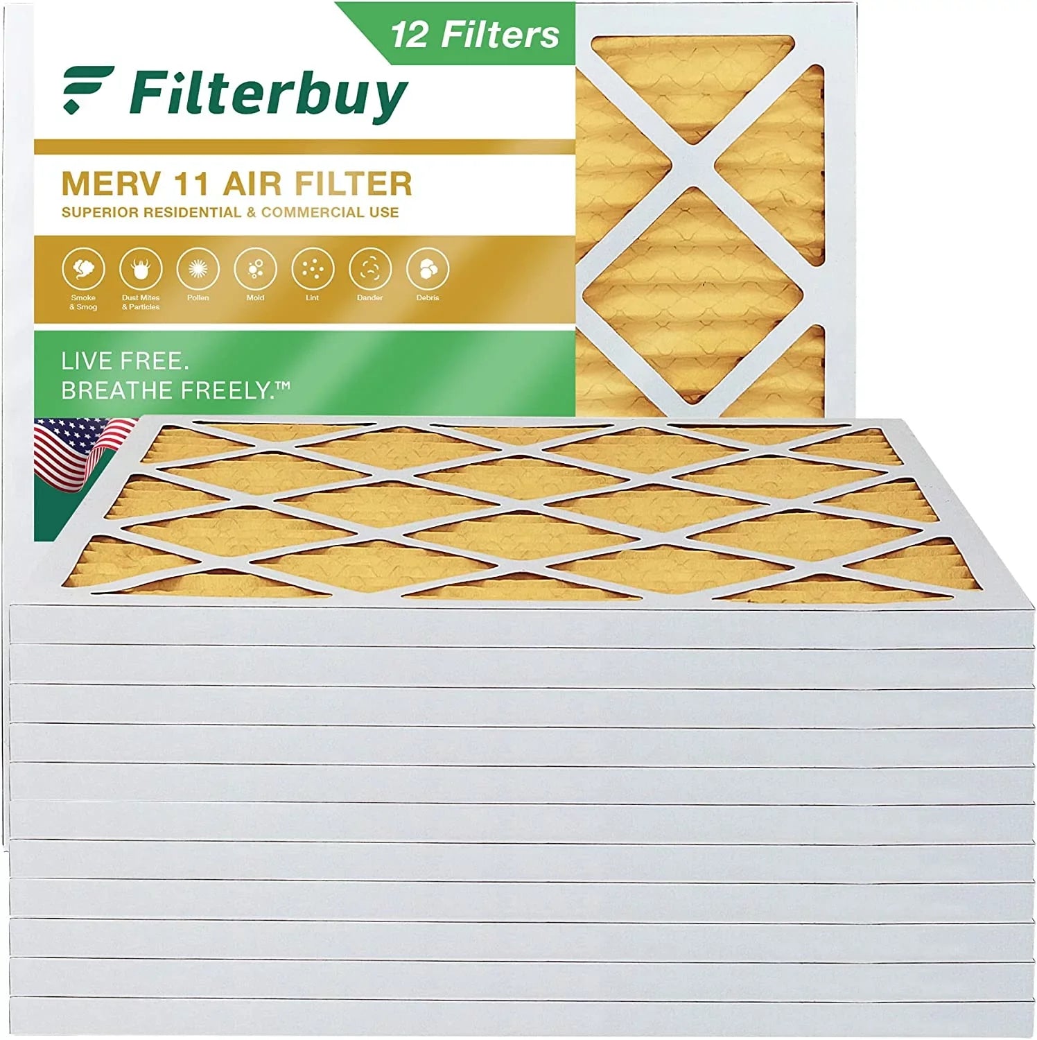 Filterbuy 20x20x1  11 Pleated   Furnace Air Filters (12-Pack)