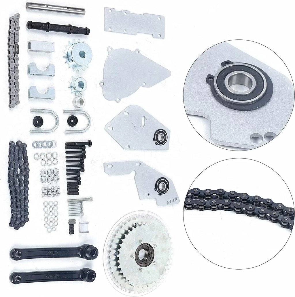 Bike Shifter Jackshaft Conversion Kit Set 415 Chain Silver for 2-Stroke Gas Motorcycles