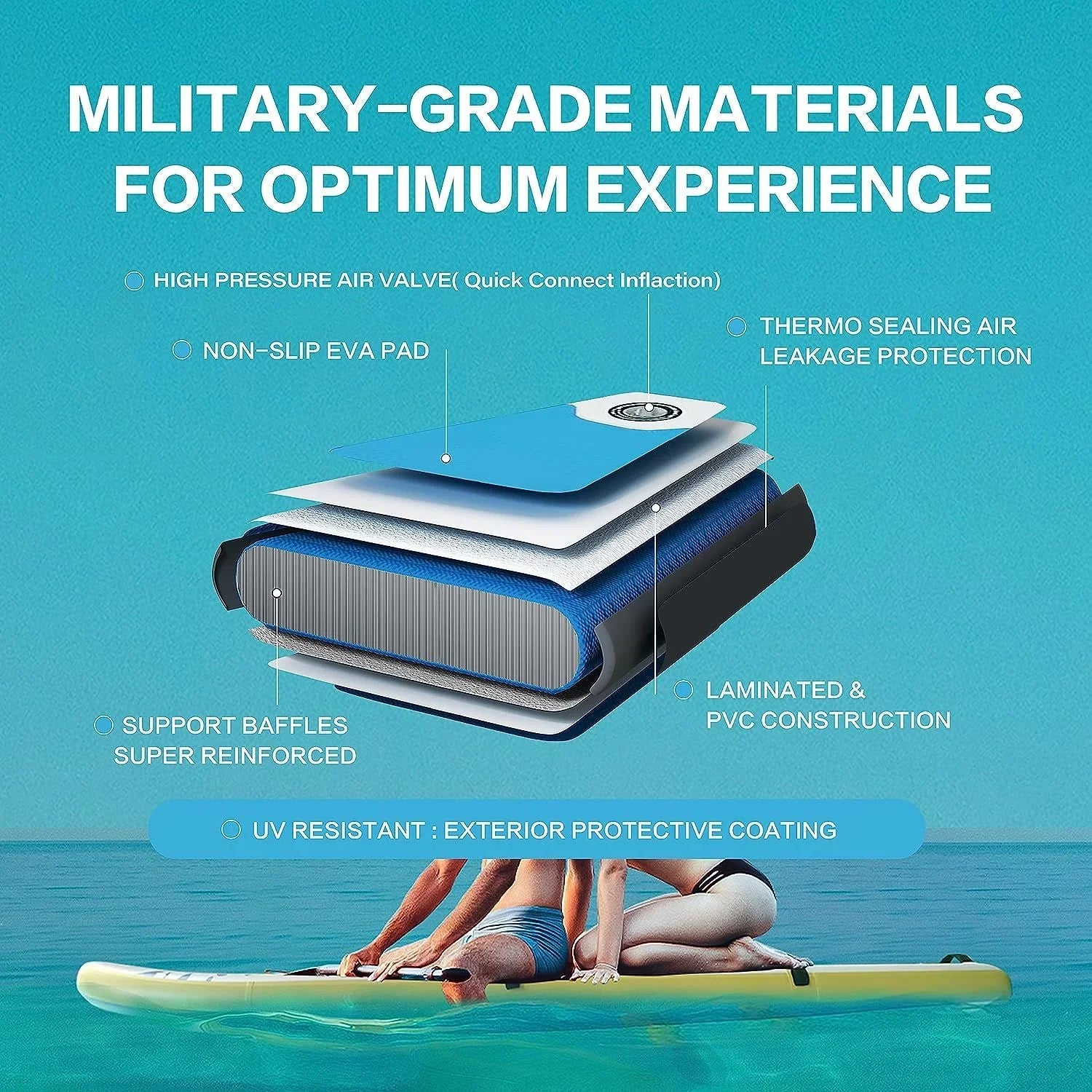 Deluxe Pink Inflatable Stand Up Paddle Board - 1 paddle board kit - 27.55 - Disprotective ultimate balance and stability on the water!