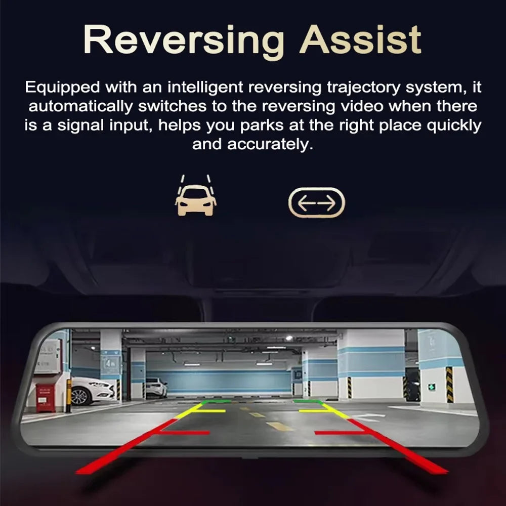 Andoer 1080P  Dash Front & Rear Dual Driving Recorder with 9.66 Inch Touchscreen 170° Wide Angle Support Clear Night-Vision Parking Monitor Motion Detection Collision Locking Loop Recording Re