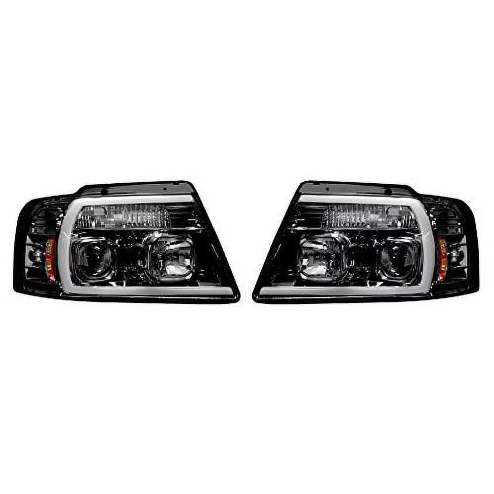 Recon Smoked Black Projector Headlights Kit For 04-08 Ford   (264198BKC)