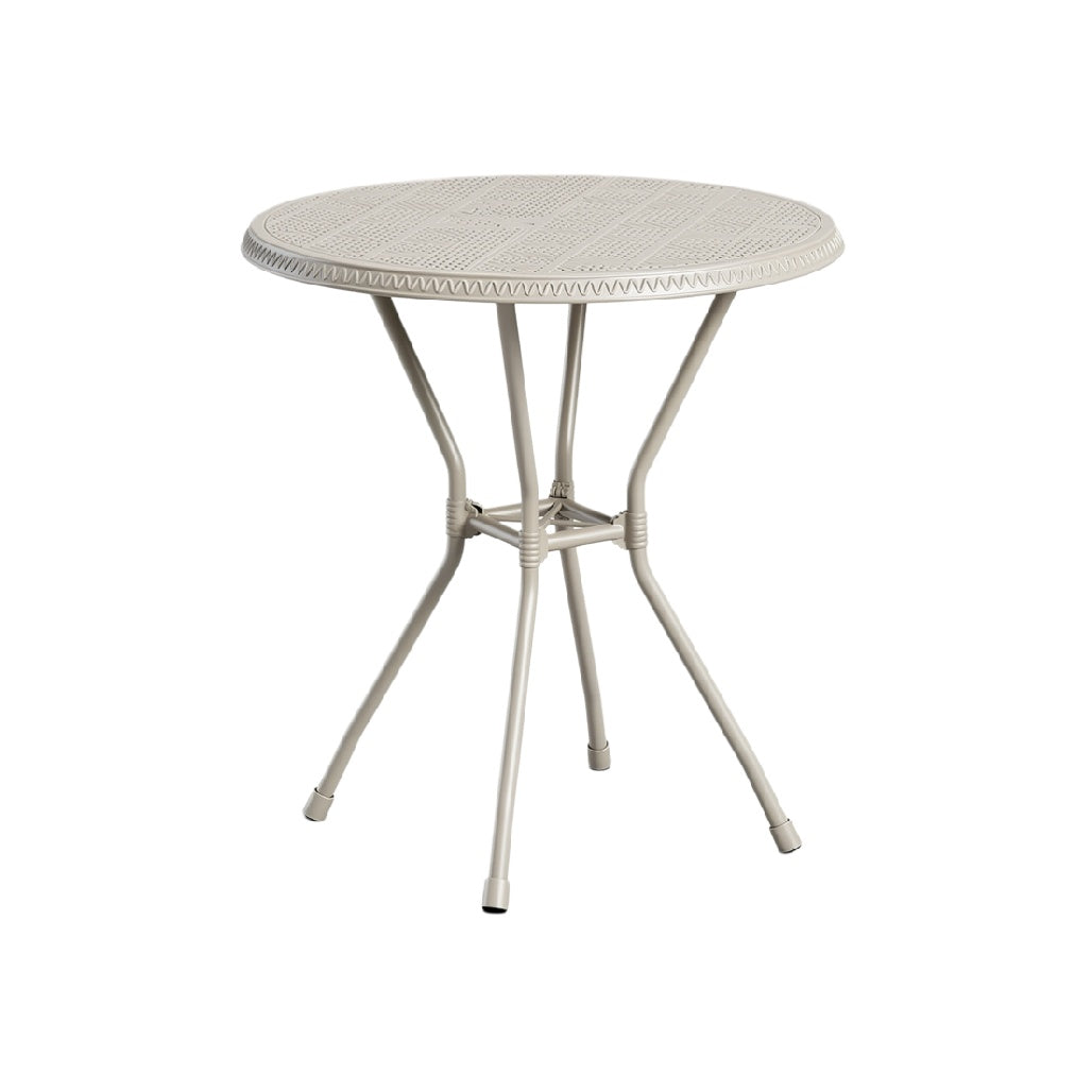 Round Lightweight Metal Patio Table with Elegant Woven Design