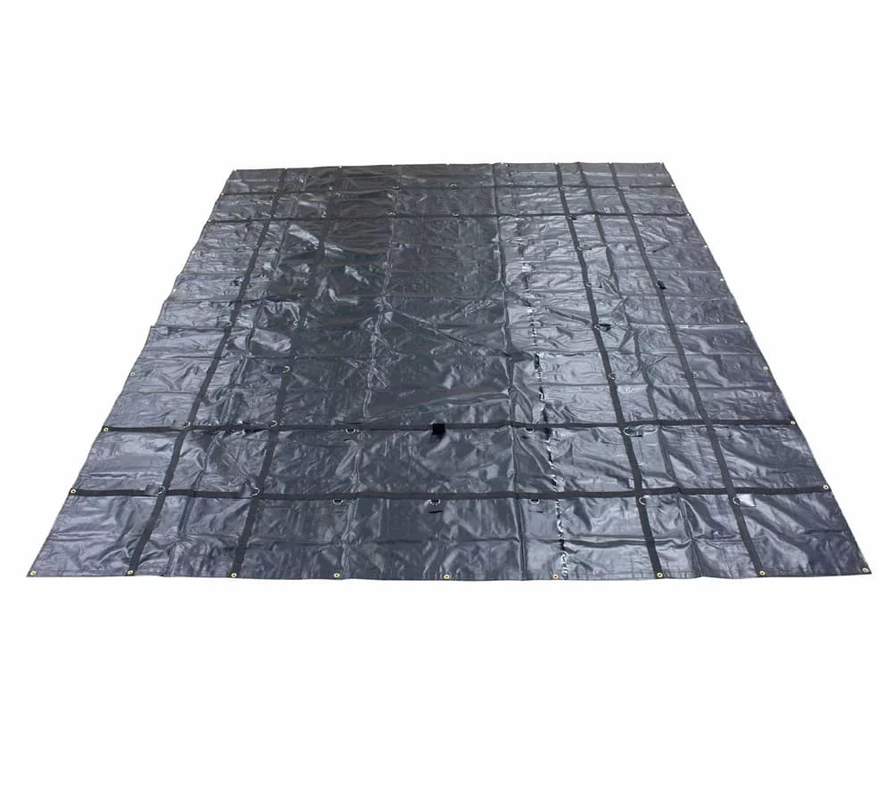 24' x 18' Black Steel Tarp for Heavy Duty Truck Cargo - 14 Oz Vinly Lightweight Flatbed Tarps with 8' Drop - Waterproof Tarp for Trailers to Protect Cargo from Wind, Rain, Snow and Sun