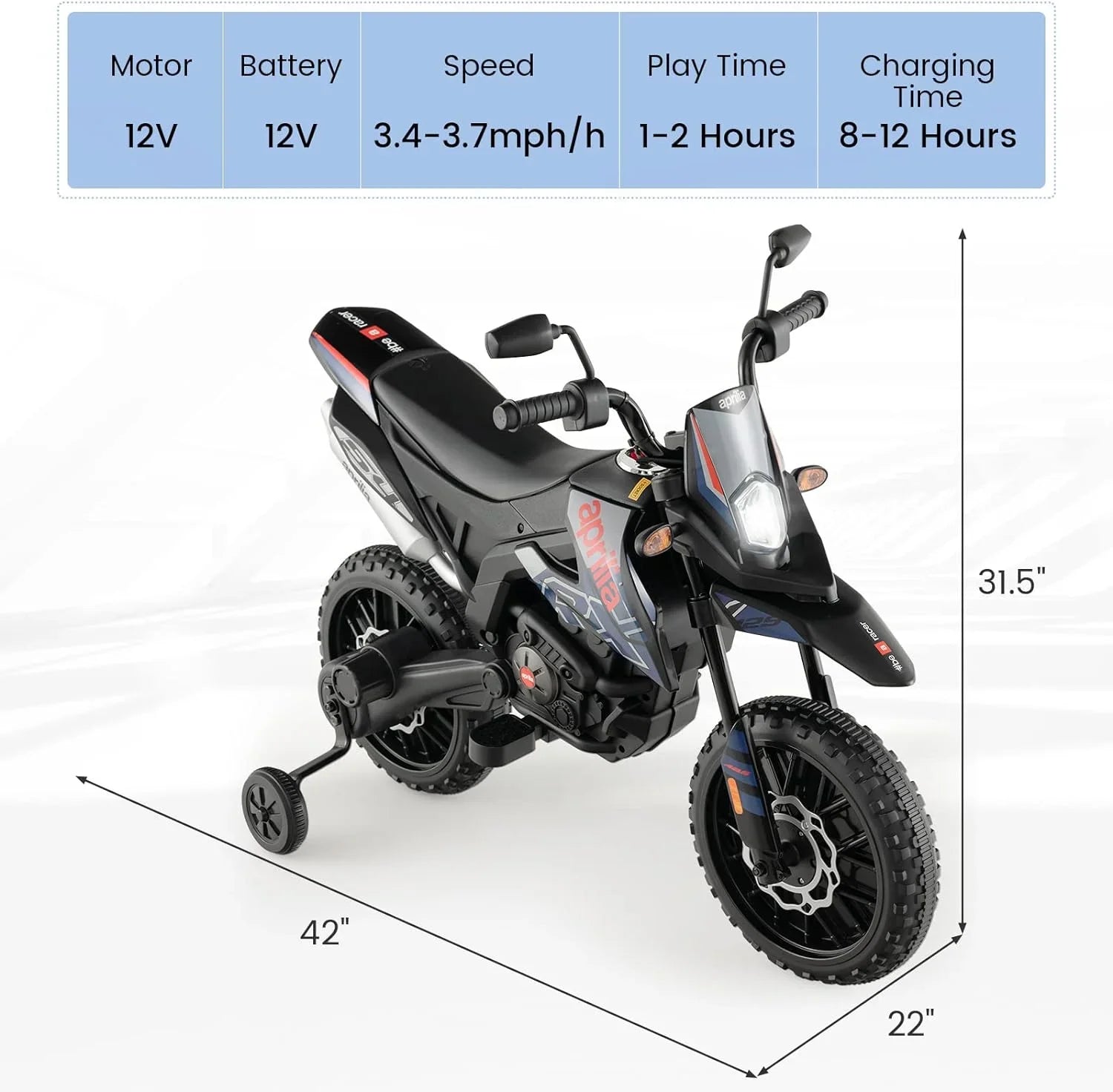 Foxhouse1 12V Electric Kids Ride-on Motorcycle with Battery Power,  Headlights - Blue Color