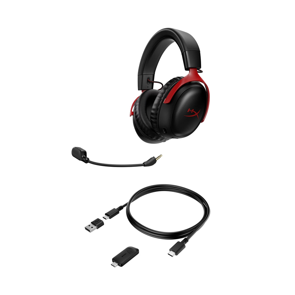 HyperX Cloud  Wireless – Gaming headset for , , , up to 120-hour Battery, 2.4GHz Wireless, 53mm angled drivers, Memory foam, Durable Frame, 10mm microphone – Black/Red