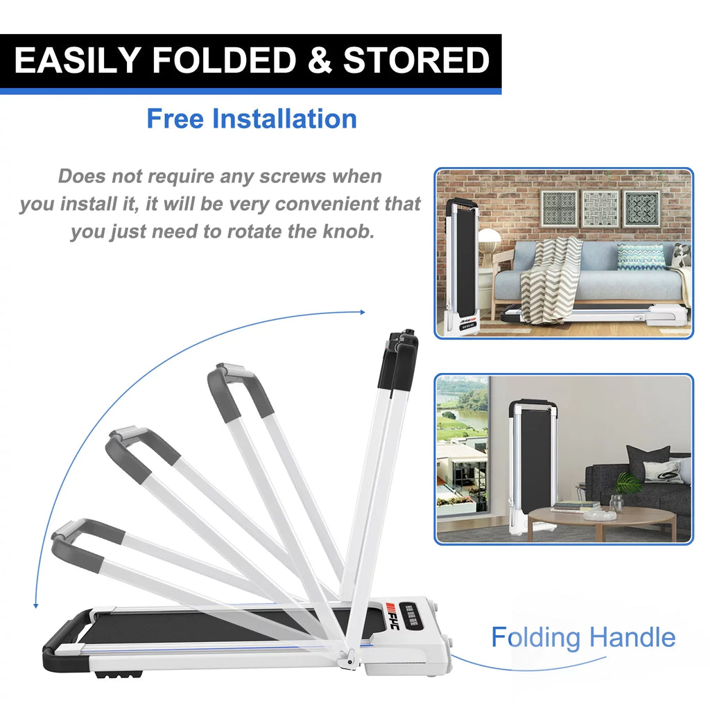 Dcenta  2 in 1 Under Desk Treadmill - 2.5  Folding Treadmill for Home, Installation-Free Foldable Treadmill Compact Electric Running Machine, Remote Control &  Display Walking Running Joggi