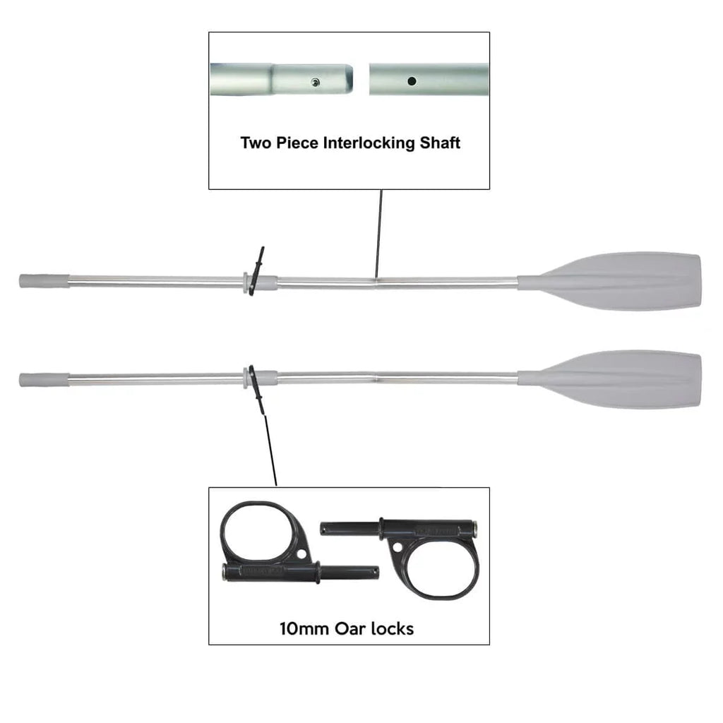 Oceansouth Kayak / Canoe Aluminum Oars Split Shaft with Locks  - Length 6' 6" - 2 Piece with Stops - Detachable - Pair