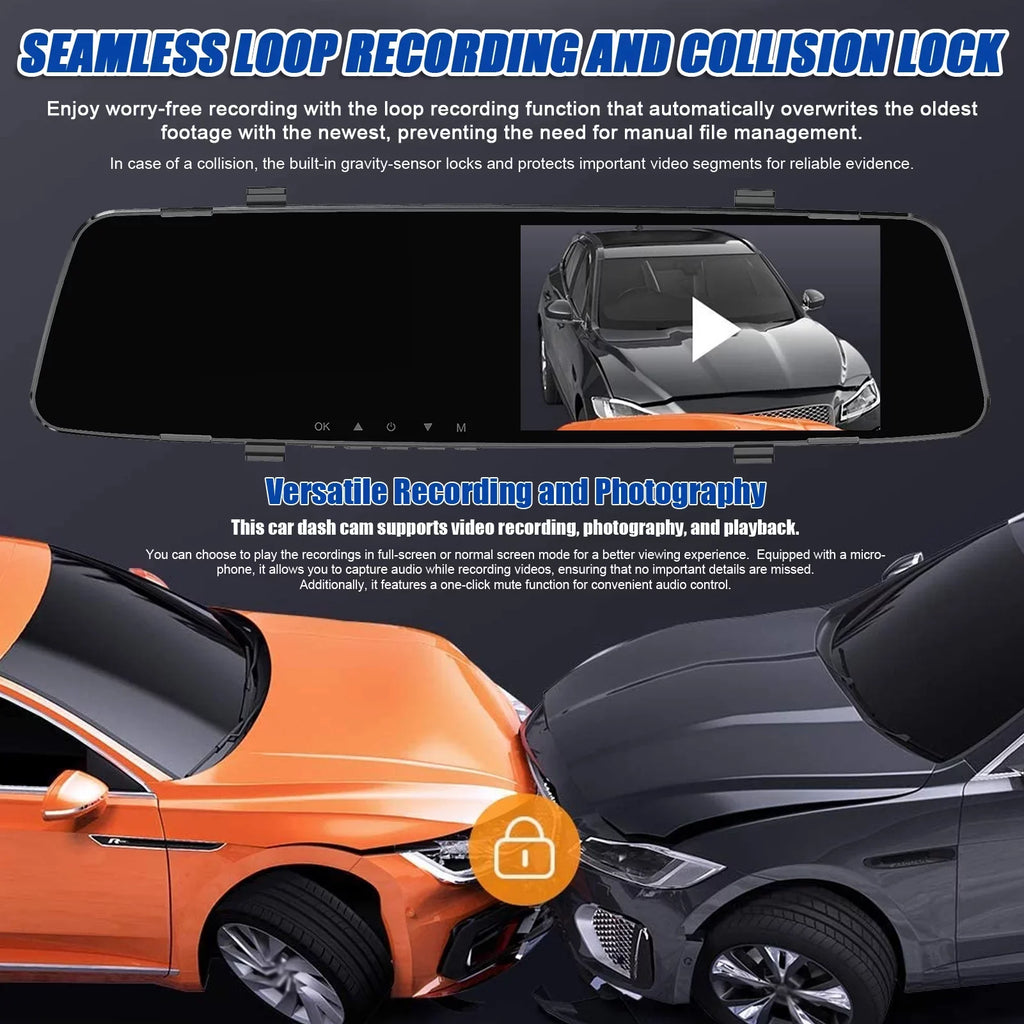 Dazzduo Dash Camera,Camera 4.3 Inch 1080P  Dash 4 Reverse Radars Rear Dual Camera Radars Rear Dual Reverse Radars Rear 4.3 Inch Screen Inch Screen Support Dash Camera Reco Dash Cam Rear