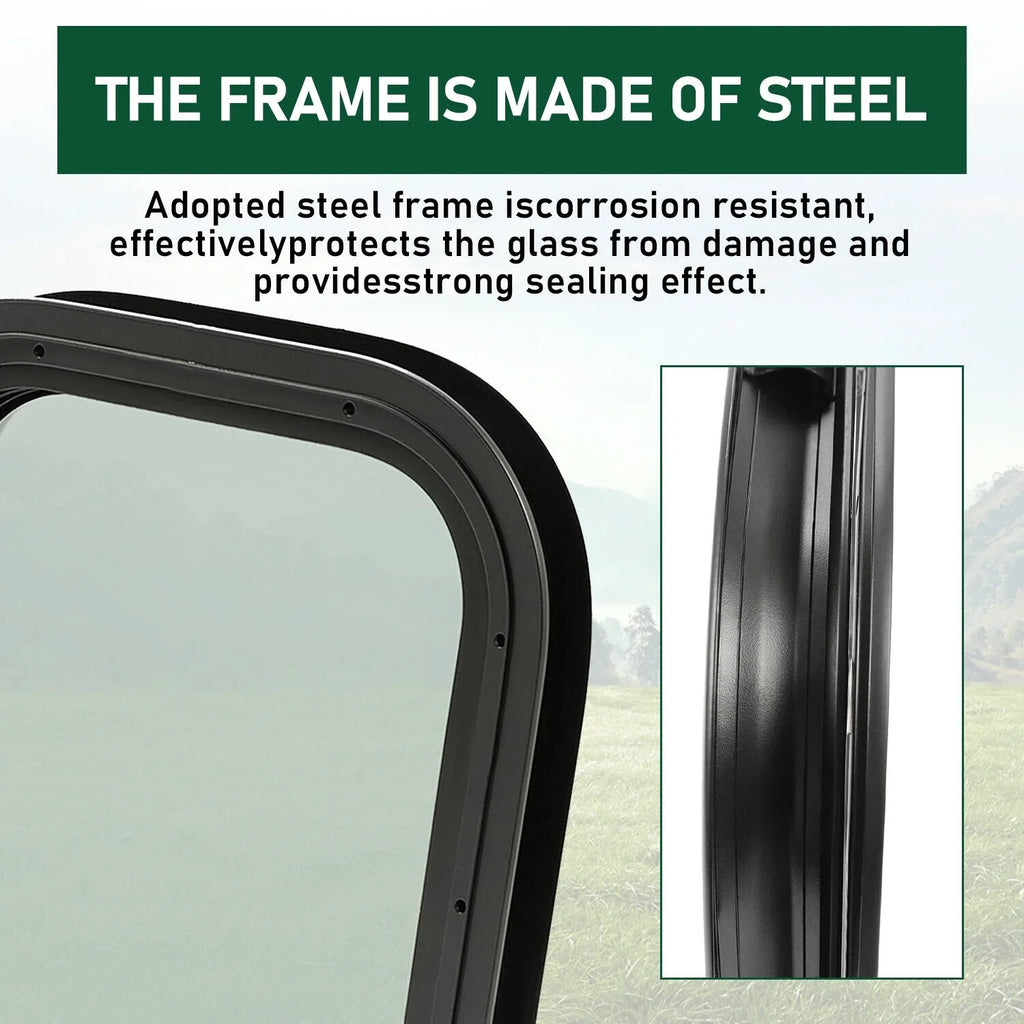 Kojem  Window Black Universal for Camper Vertical Trailer Rip-Up Cargo Powder Coated Glass Steel