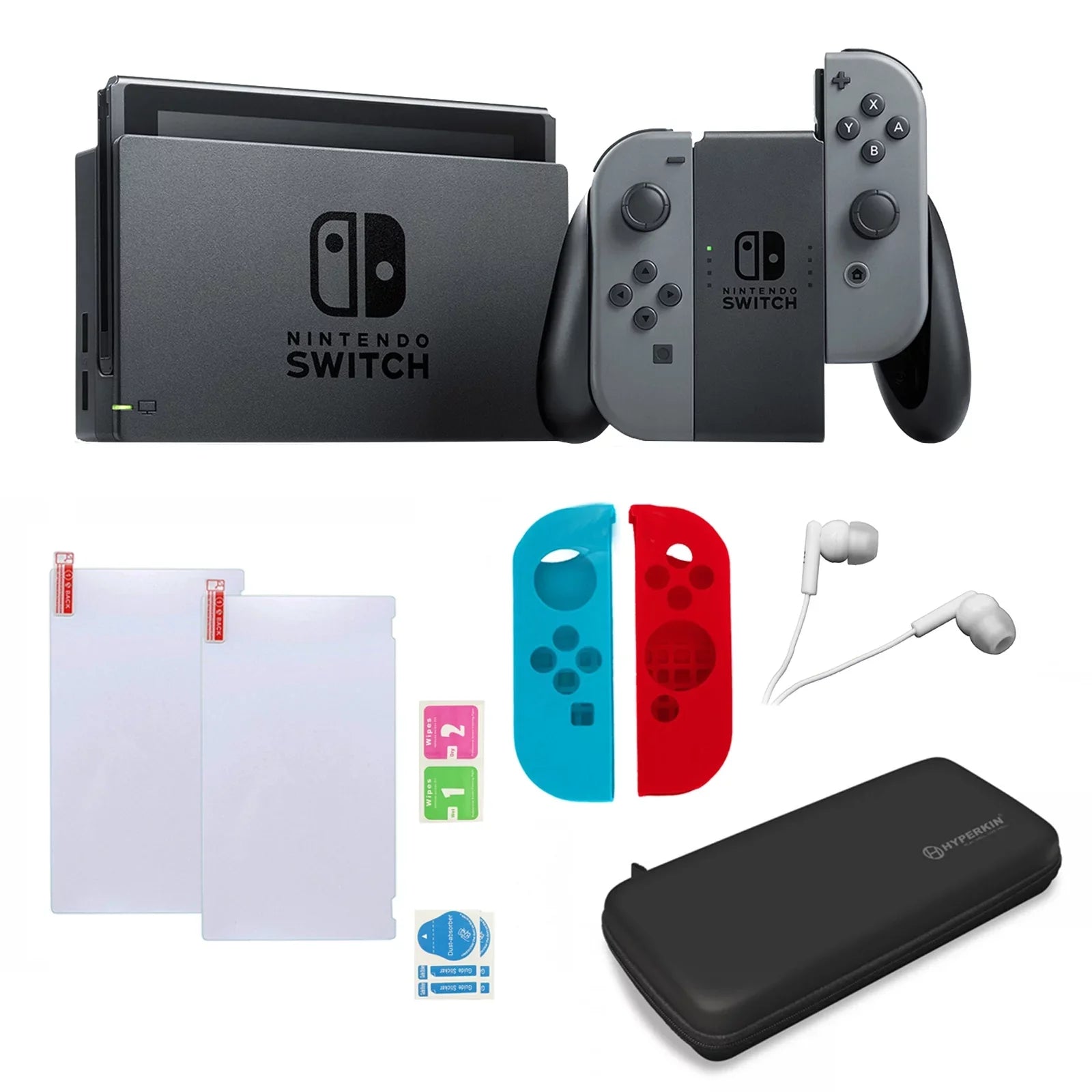 Nintendo Switch in Gray with Sleevs and Accessories Bundle