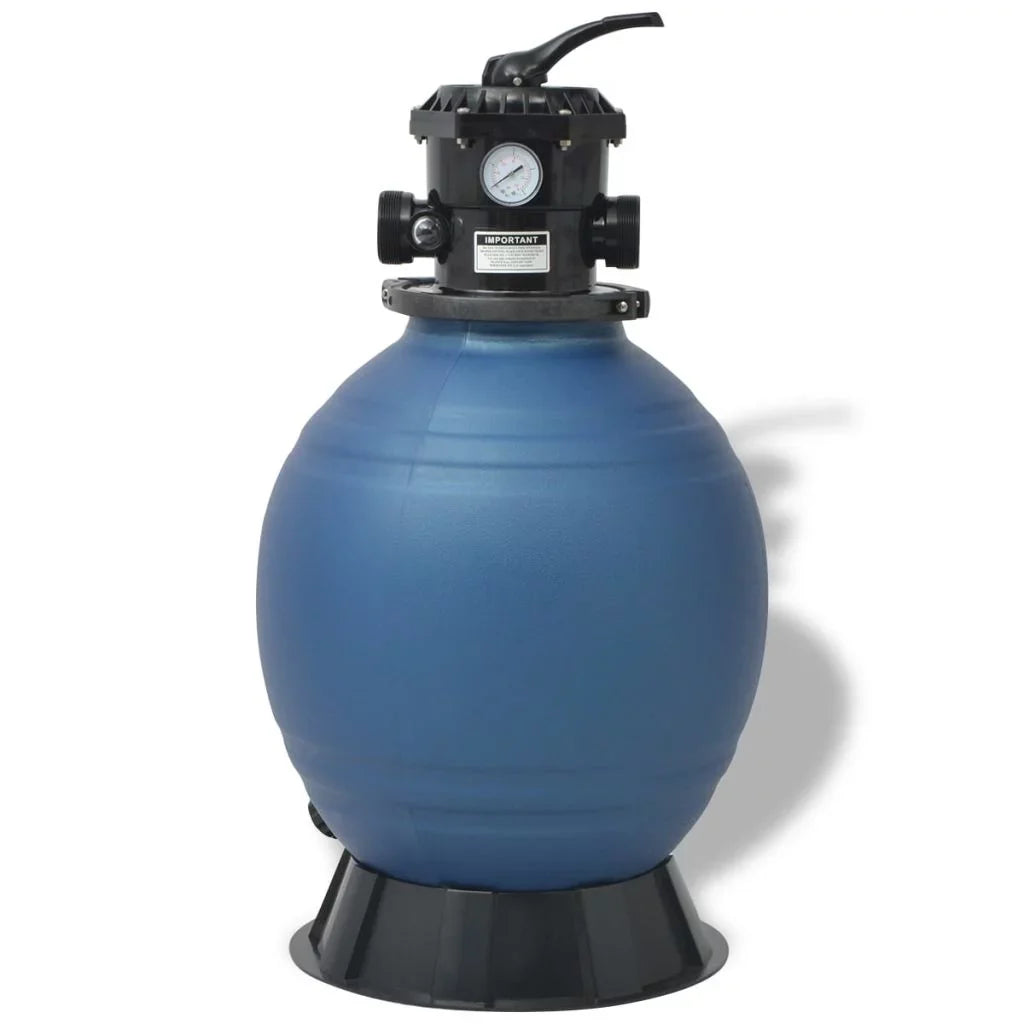 Pool Sand Filter with 6 Position Valve Blue 18 inch