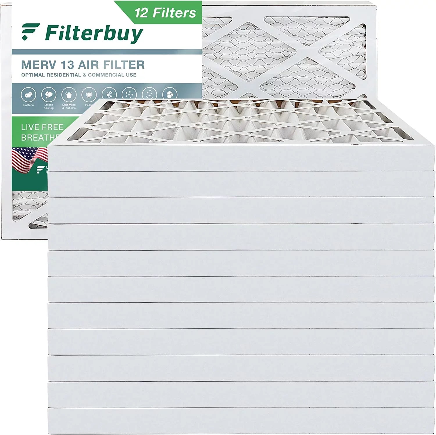 Filterbuy 16x25x2  13 Pleated   Furnace Air Filters (12-Pack)