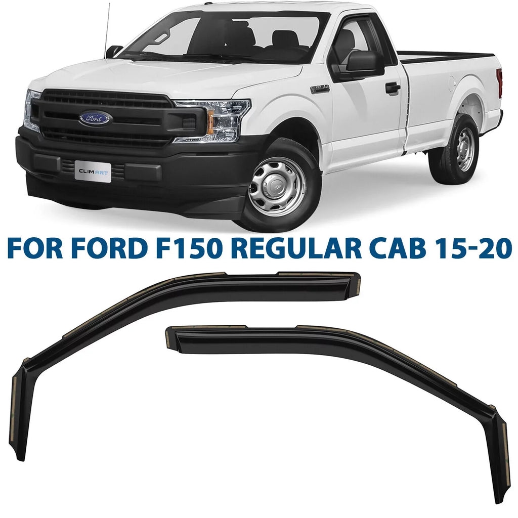 in-Channel Incredibly Durable Rain Guards for Ford  2015-2020 Regular Cab, Original Window Deflectors, Vent Window Visors, Vent Deflector, Dark Smoke Truck Accessories, 2 pcs- 315008LP