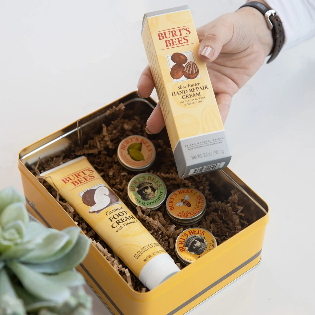 Burt's Bees Classics Gift Set, 6 Products in Giftable Tin  Cuticle Cream, Hand Salve, Lip Balm, Res- Ointment, Hand Repair Cream and Foot Cream