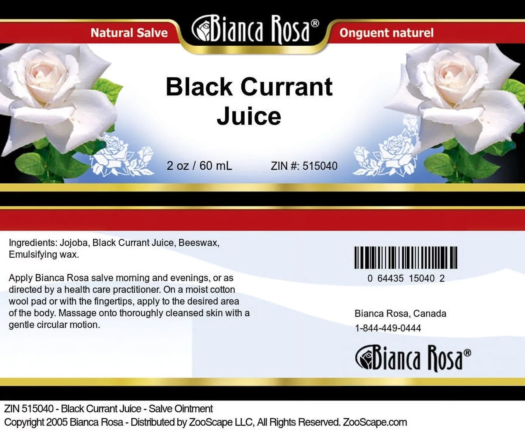 Bianca Rosa Black Currant Juice - Hand and Body Salve Ointment, (2 oz, 3-Pack, Zin: 515040)