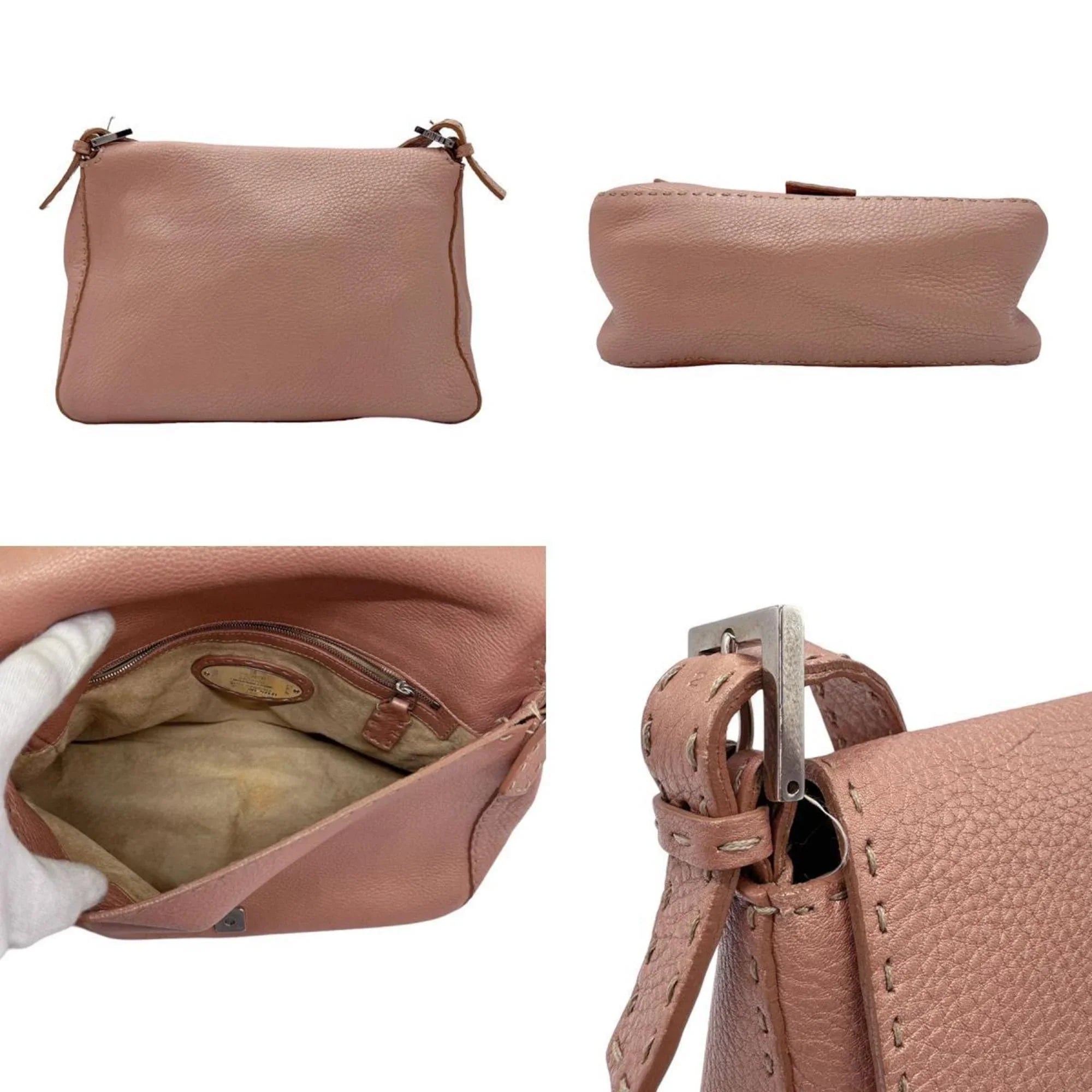 Pre-Owned  Shoulder Bag Selleria Leather Metallic Pink Women's 2381-8BR102--039 z0591 (Good)