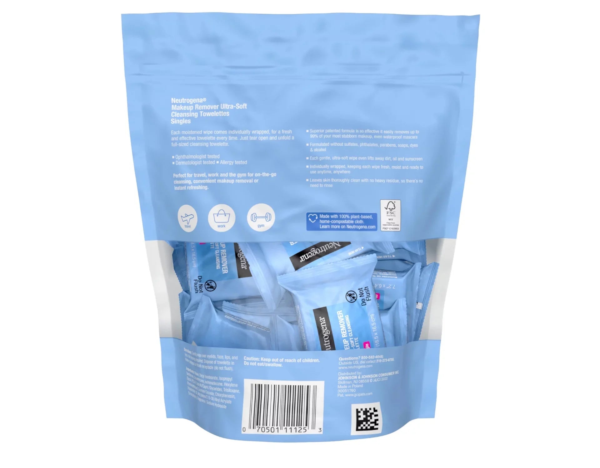 Neutrogena Makeup Remover Cleansing Towelette, Singles, 20 Ea, 6 Pack
